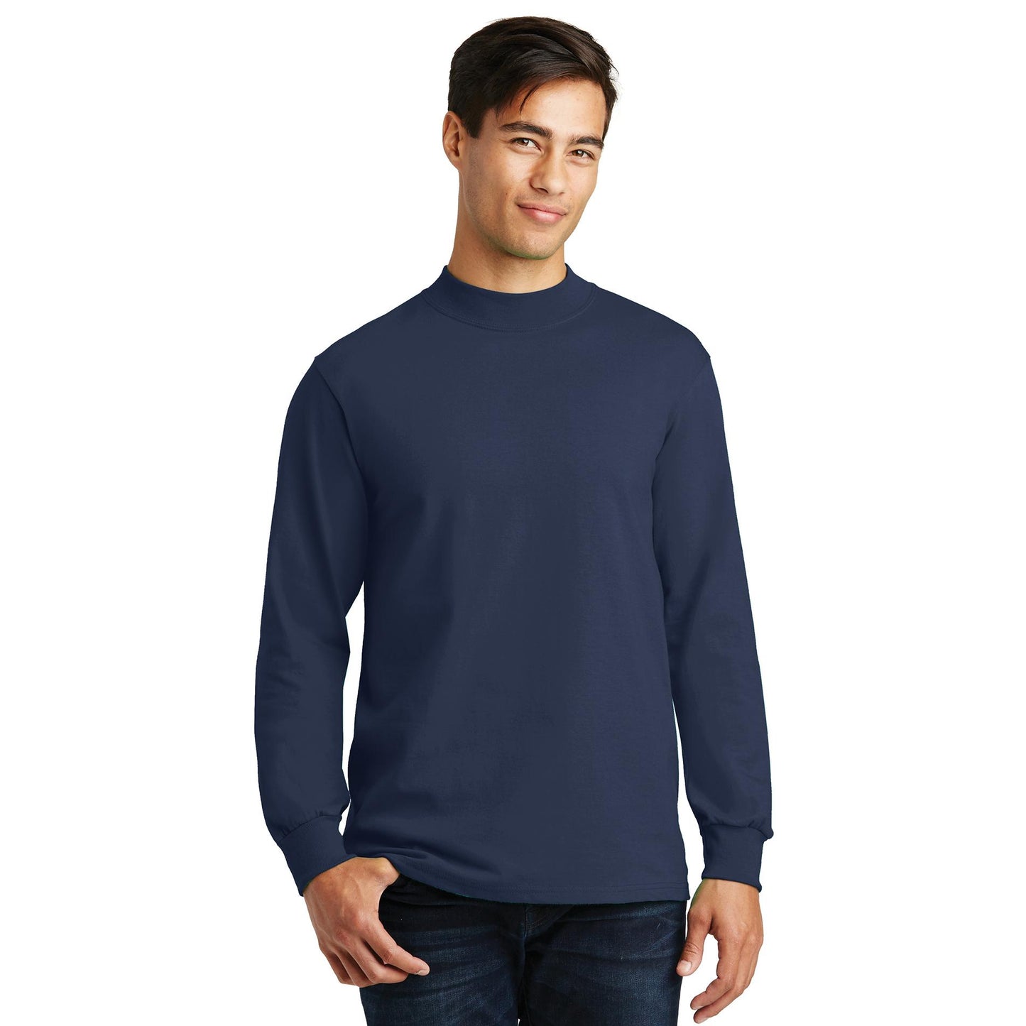 White Sweatshirts - Soft Mock Turtleneck - Port & Company - Stylish Comfort