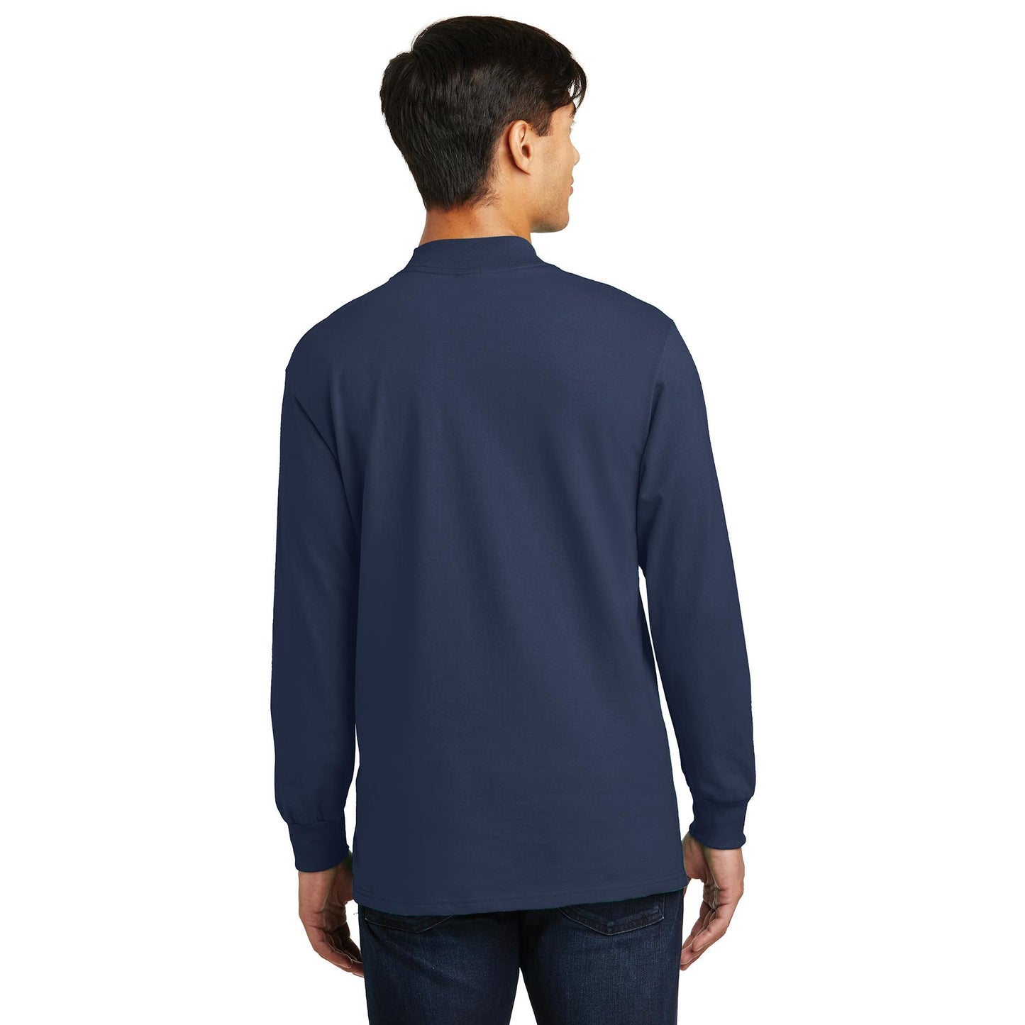 White Sweatshirts - Soft Mock Turtleneck - Port & Company - Stylish Comfort