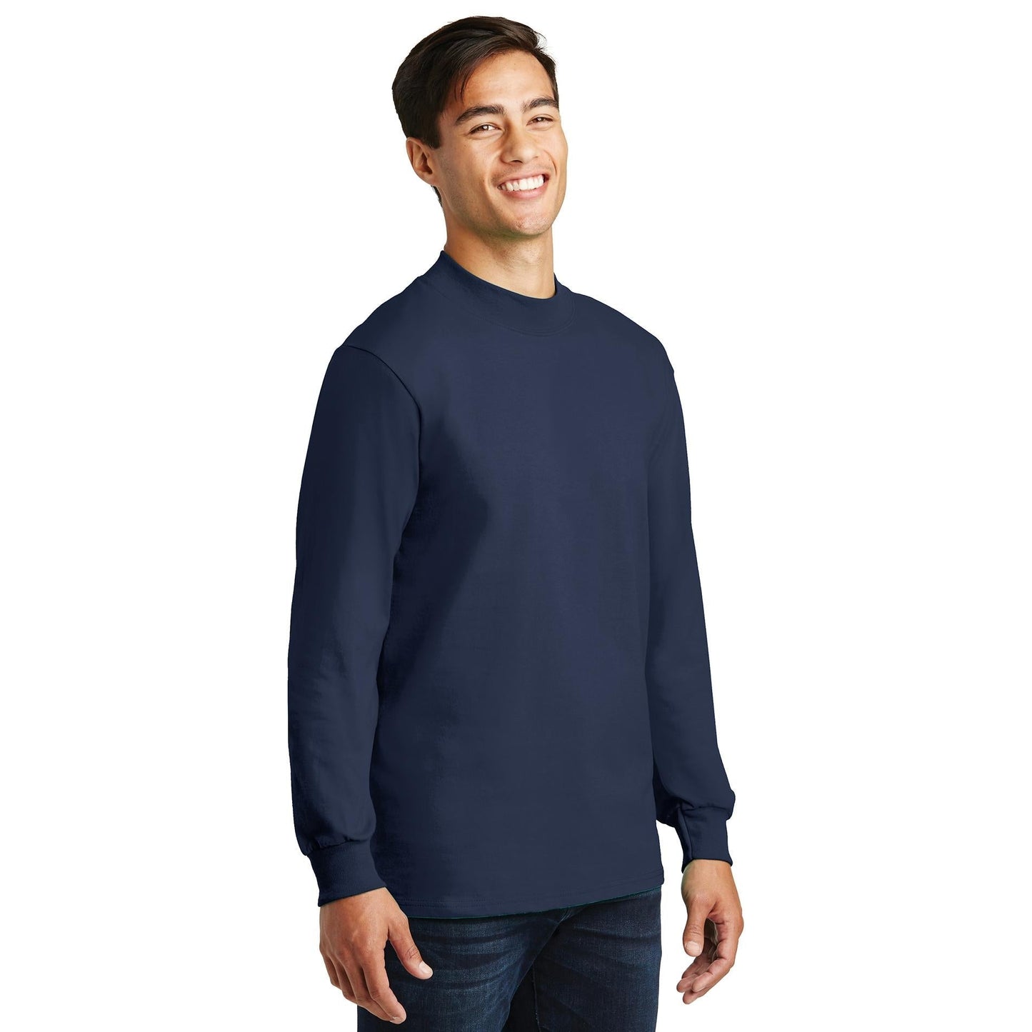 White Sweatshirts - Soft Mock Turtleneck - Port & Company - Stylish Comfort
