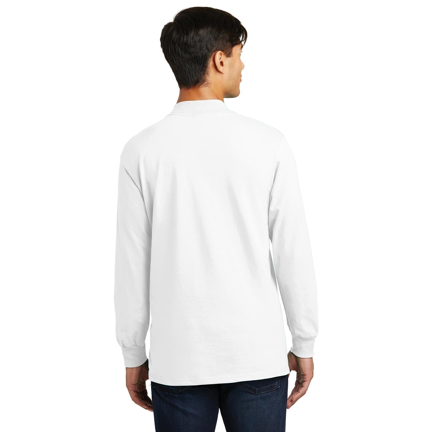 White Sweatshirts - Soft Mock Turtleneck - Port & Company - Stylish Comfort