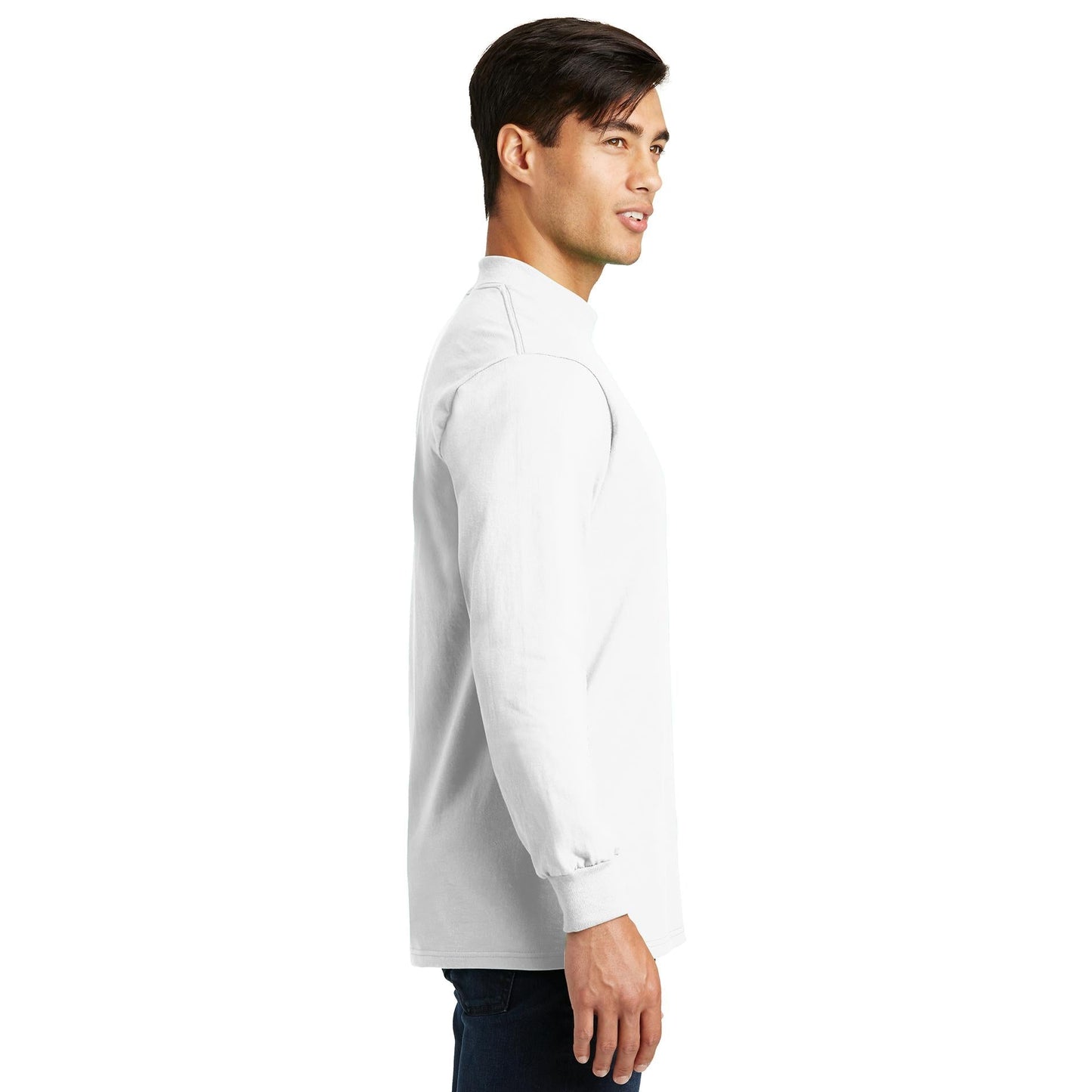 White Sweatshirts - Soft Mock Turtleneck - Port & Company - Stylish Comfort