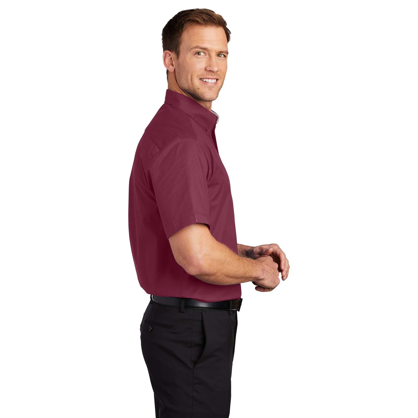 Black/Light Stone Button Up Shirt - Port Authority - Easy Care