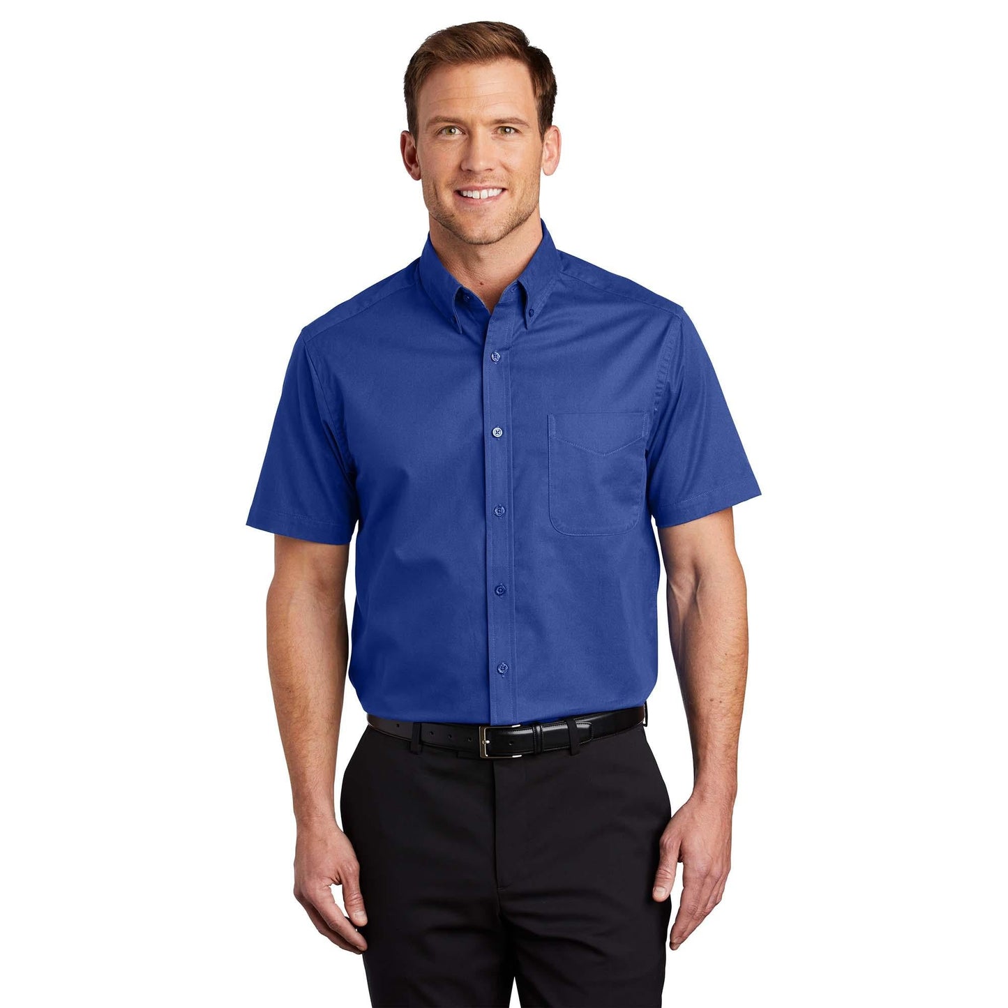 Black/Light Stone Button Up Shirt - Port Authority - Easy Care
