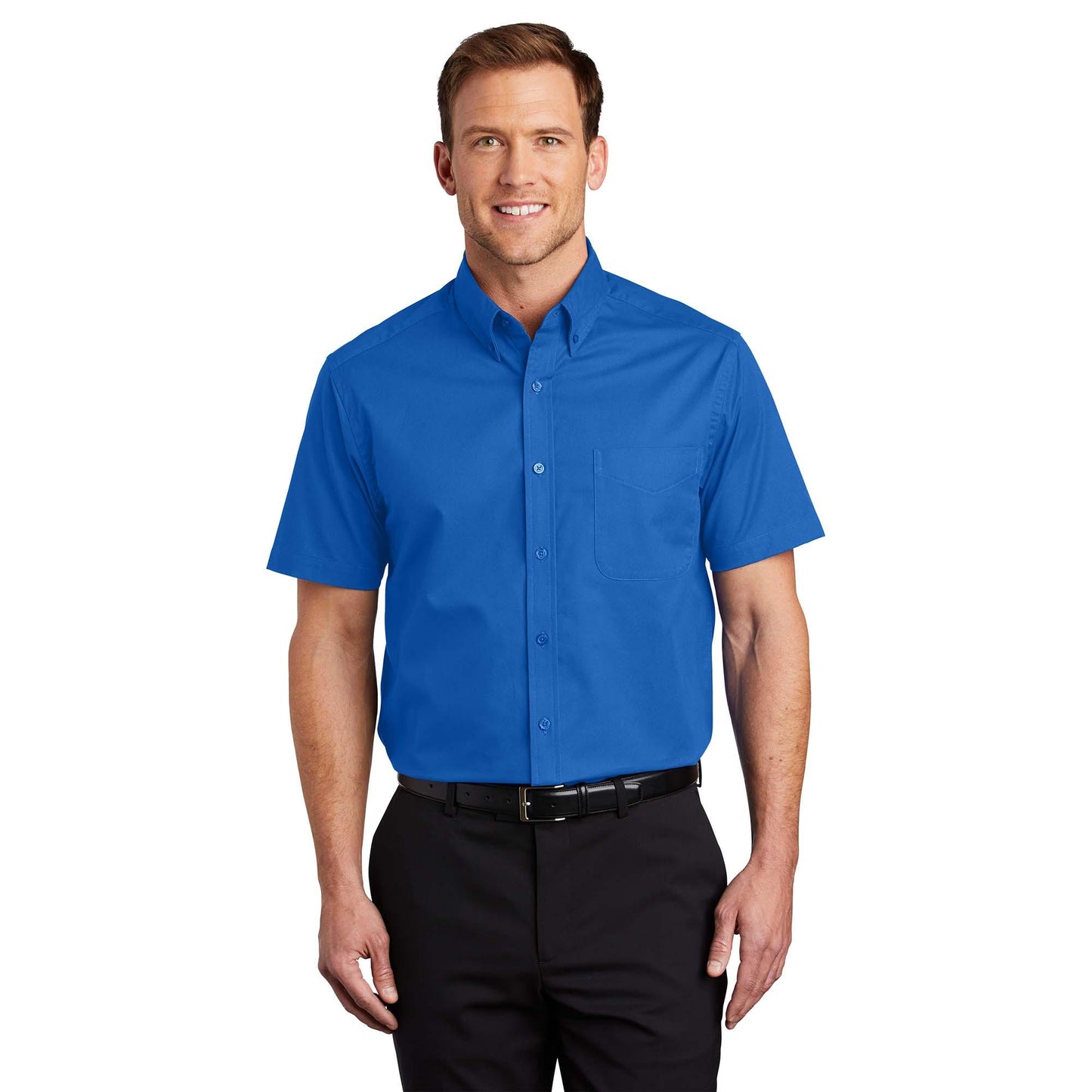 Black/Light Stone Button Up Shirt - Port Authority - Easy Care