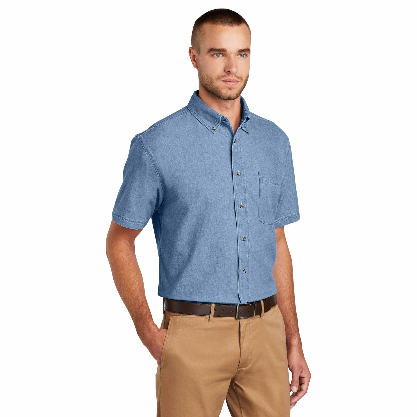 Faded Blue Denim Shirt - Port & Company - Durable Style
