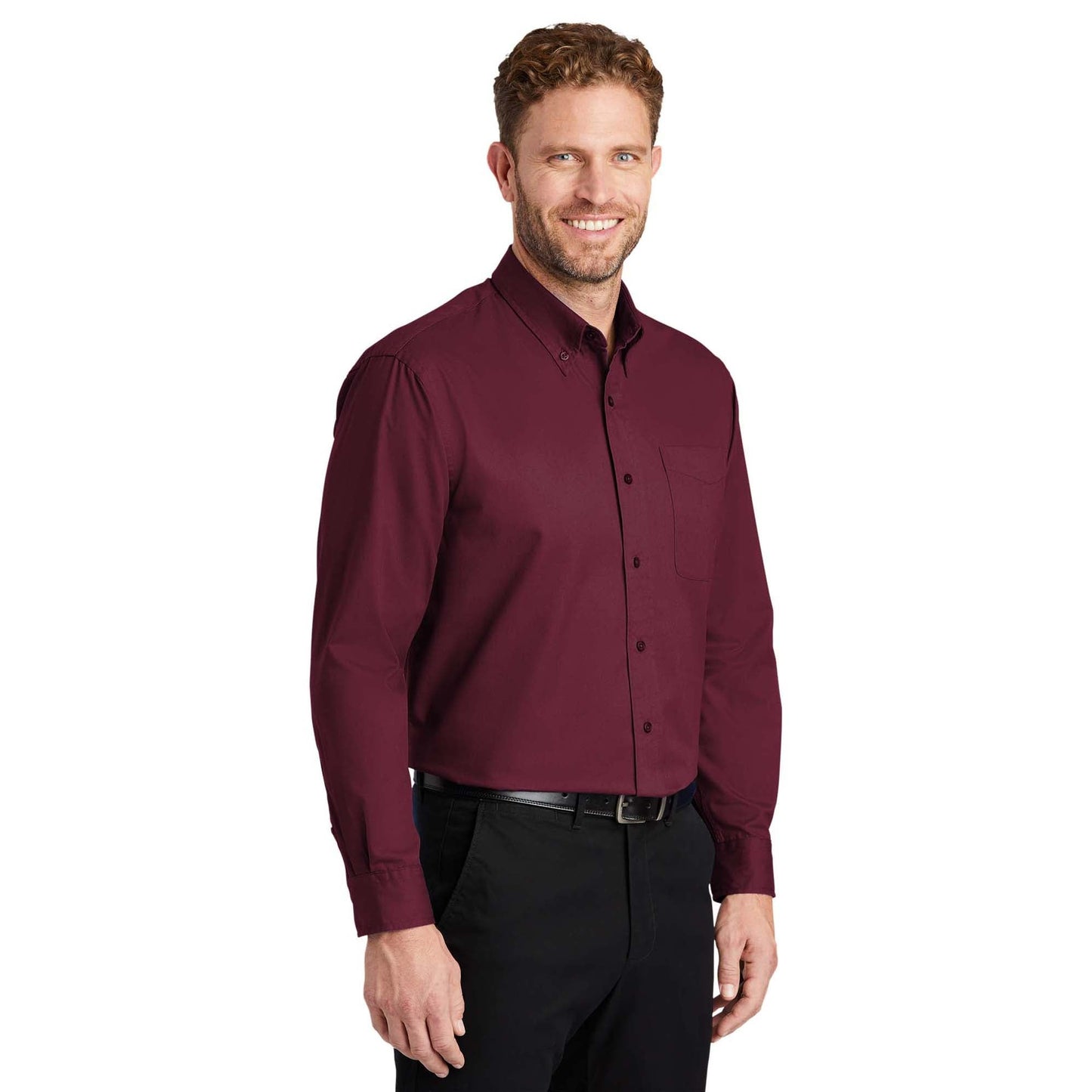 Burgundy Button Up Shirts - Cornerstone - Soft Twill