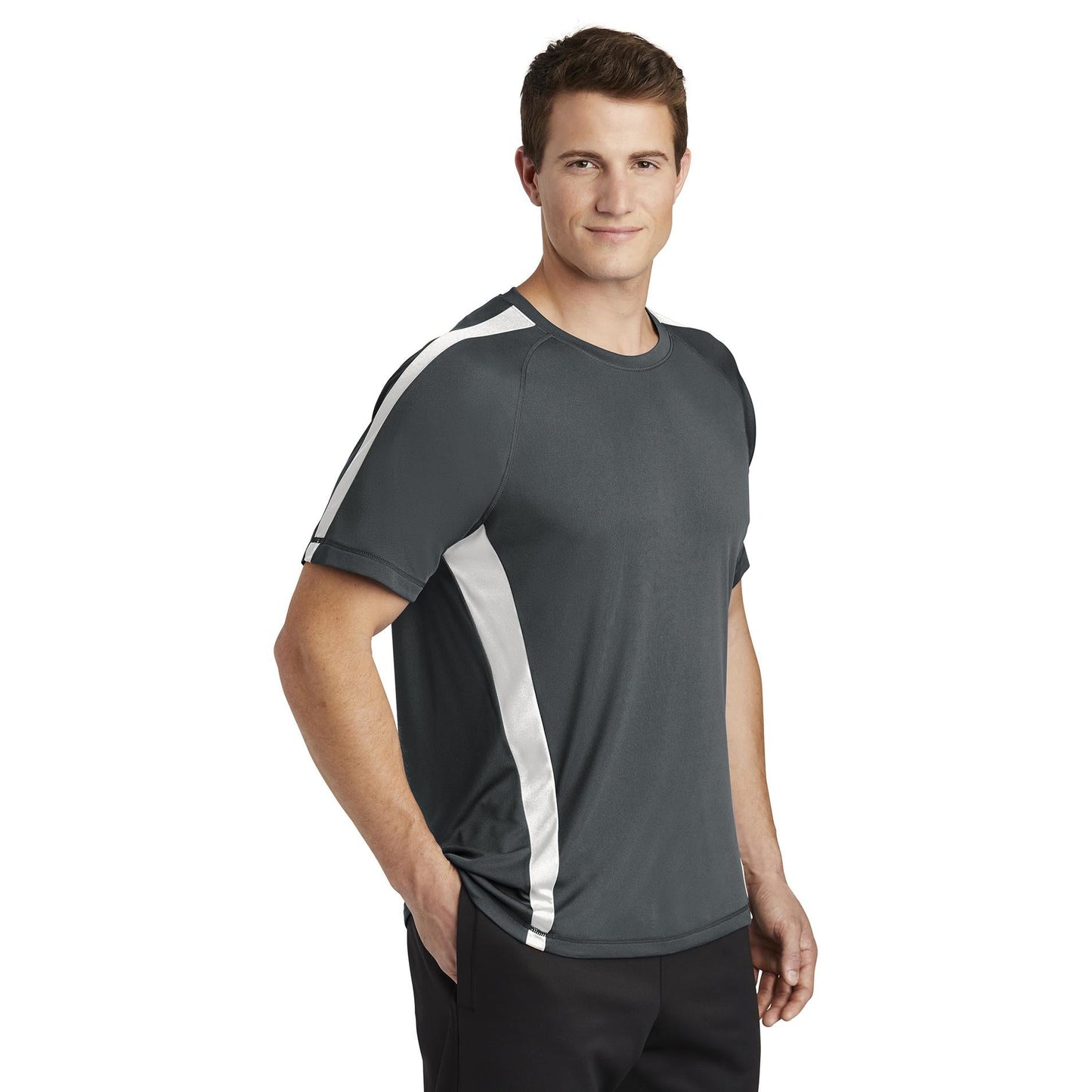 Black/Lime Shock T-Shirts - Sport-Tek - Colorblock Design