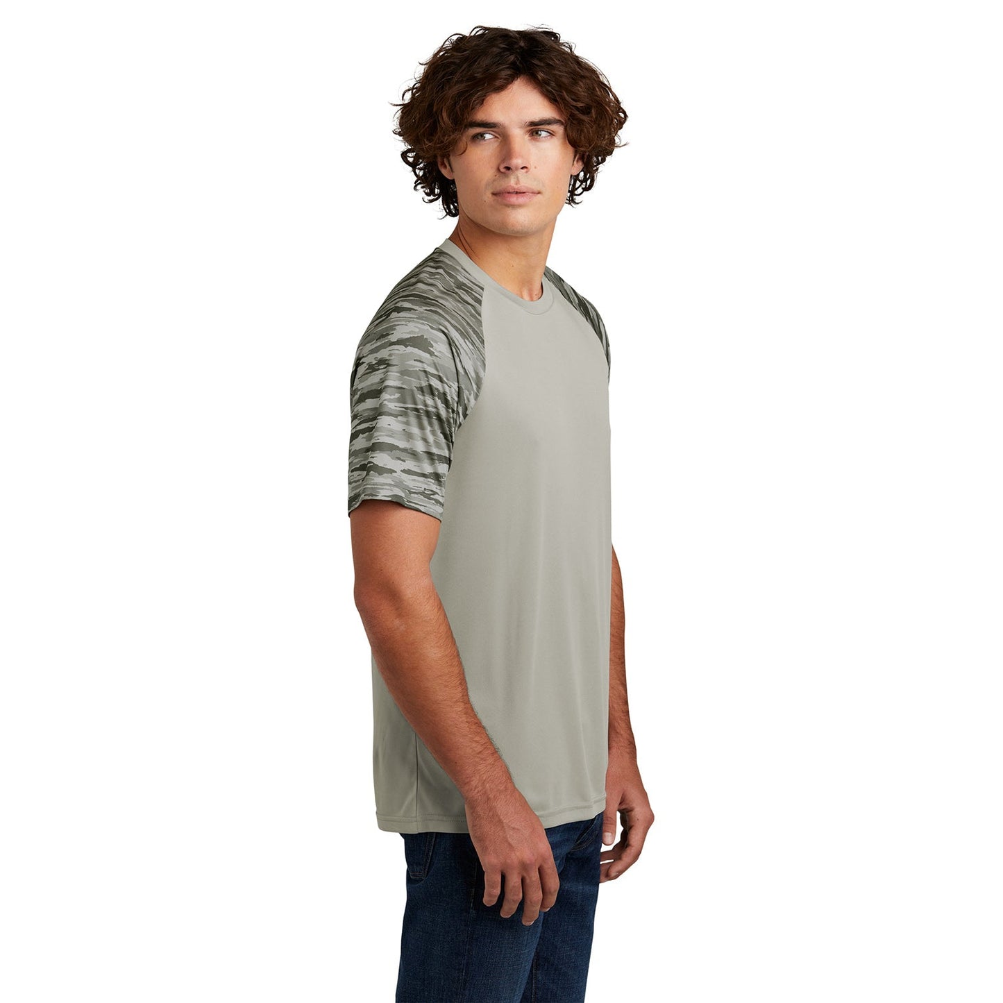 Black T-Shirts - Sport-Tek - Colorblock Design, Camo Pattern