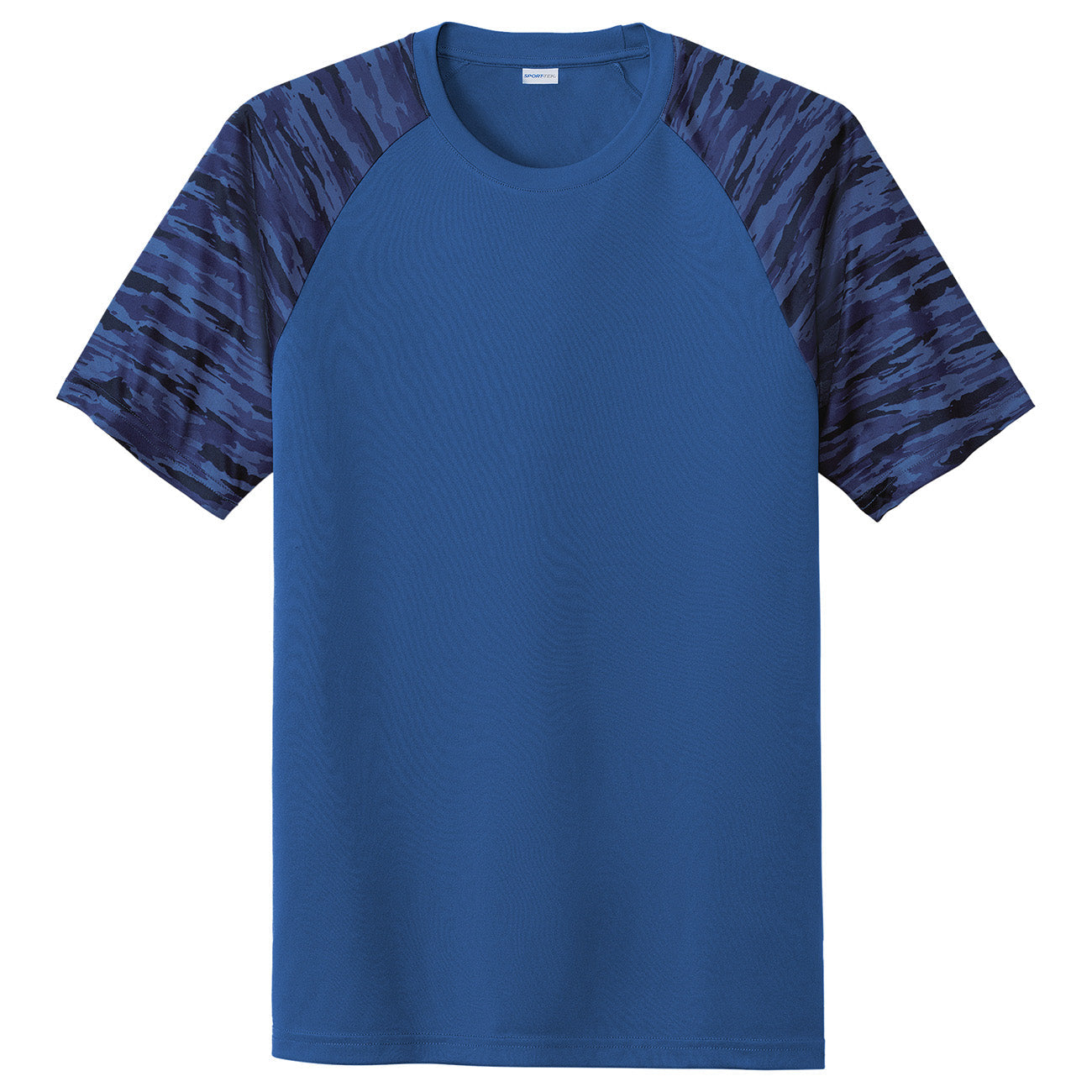Black T-Shirts - Sport-Tek - Colorblock Design, Camo Pattern