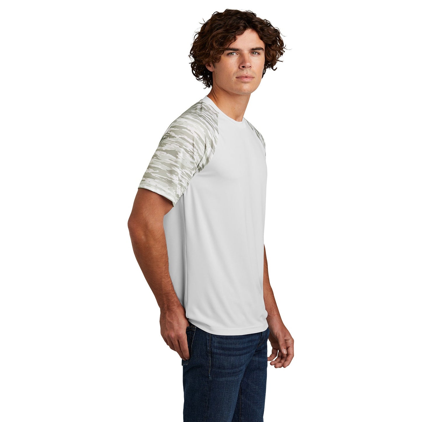 Black T-Shirts - Sport-Tek - Colorblock Design, Camo Pattern