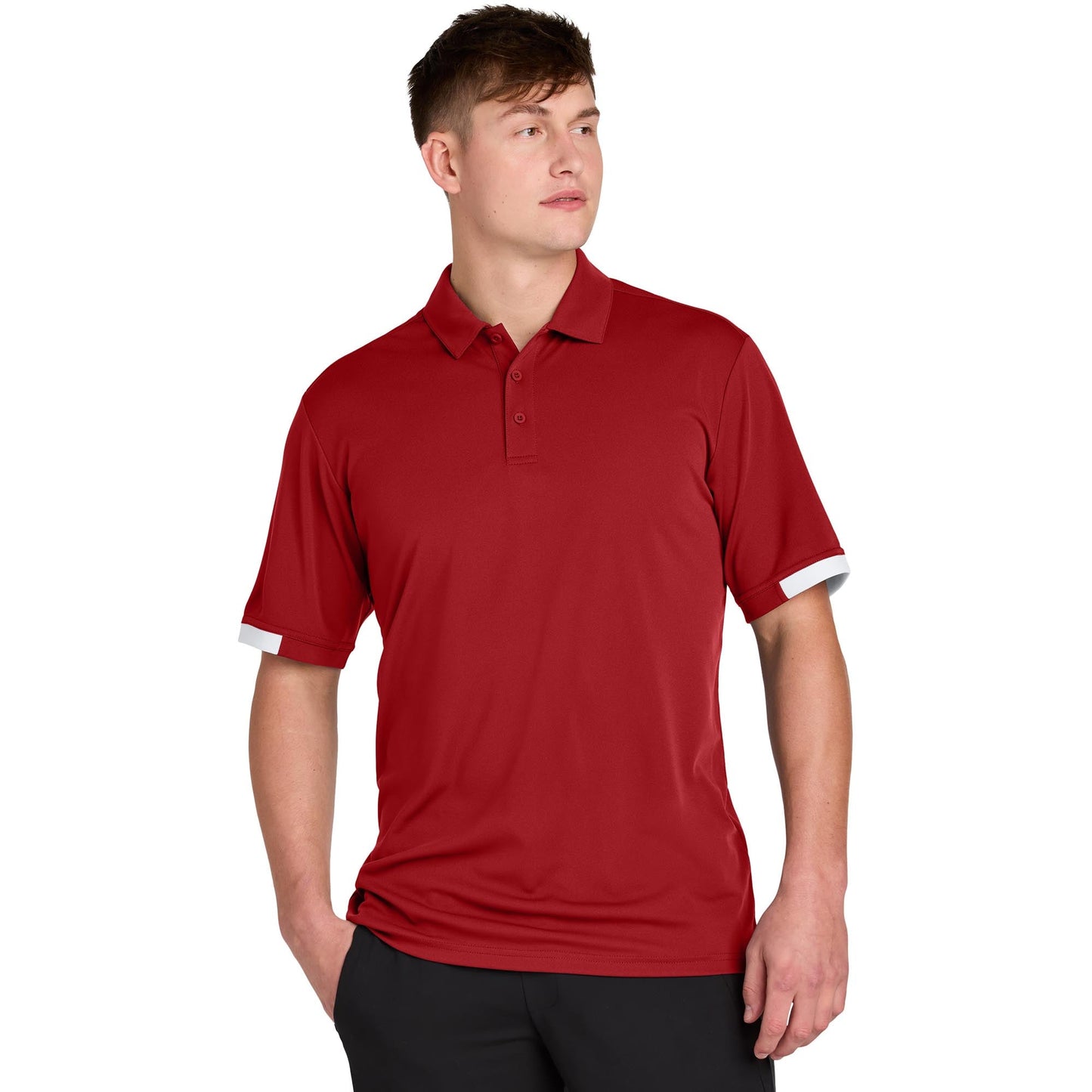Black/Deep Red Polo Shirt - Sport-Tek - Moisture-Wicking