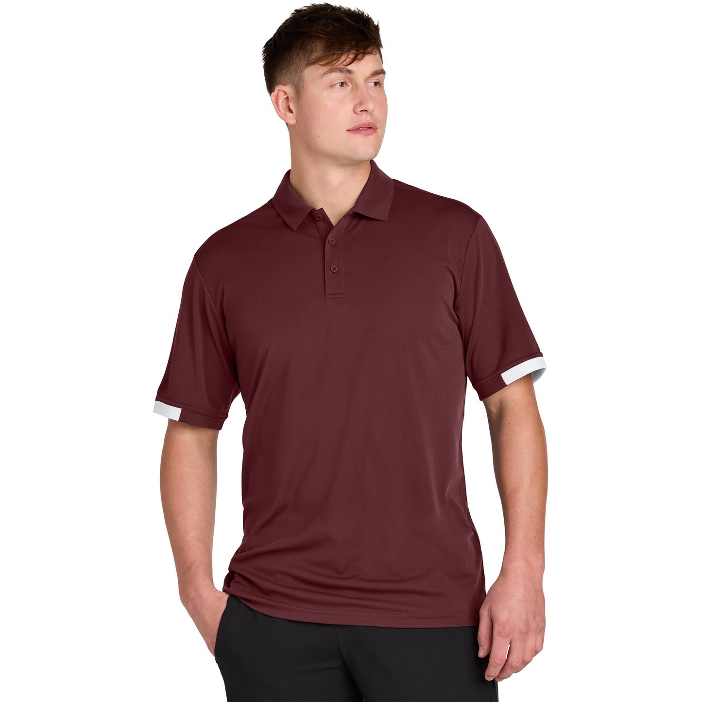 Black/Deep Red Polo Shirt - Sport-Tek - Moisture-Wicking