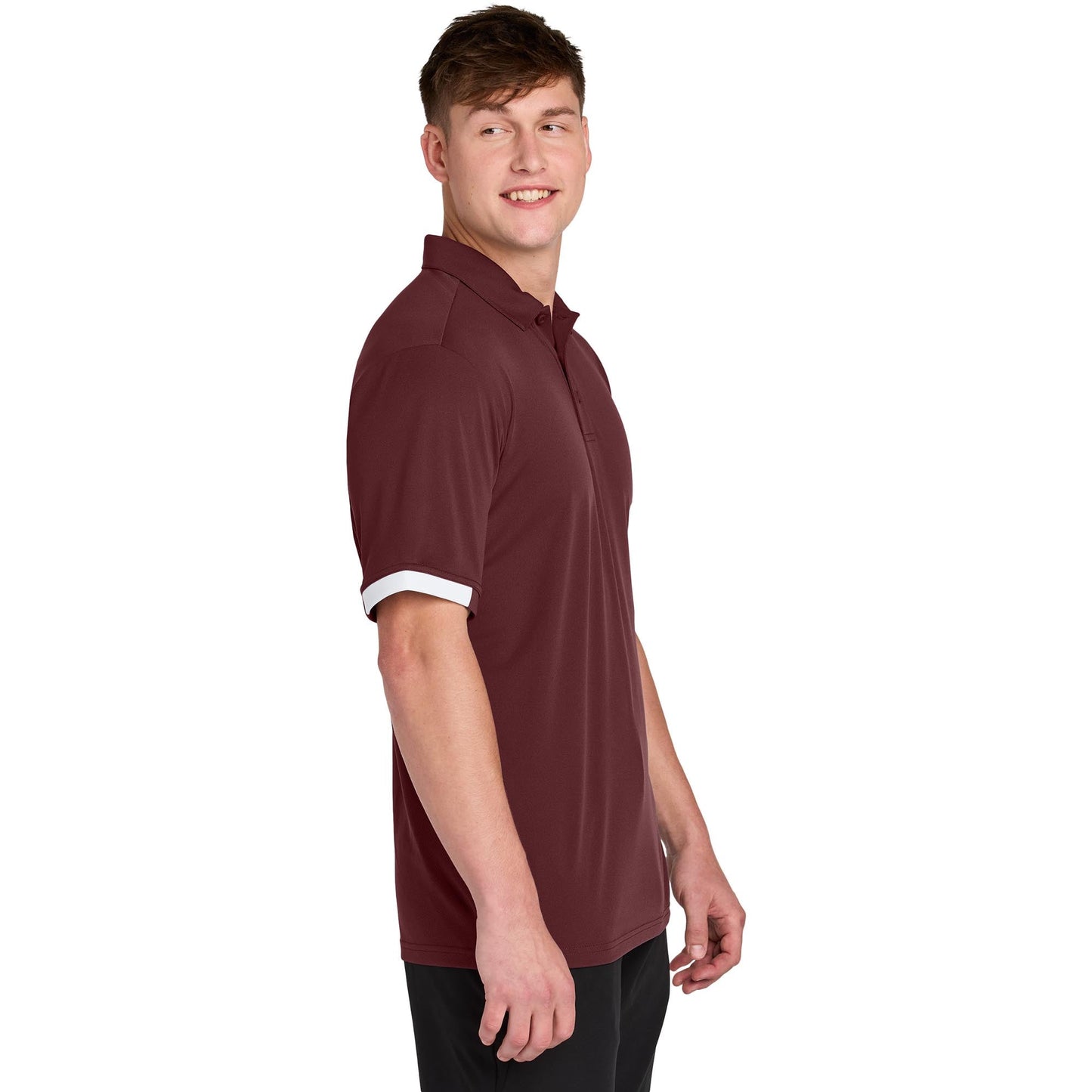 Black/Deep Red Polo Shirt - Sport-Tek - Moisture-Wicking