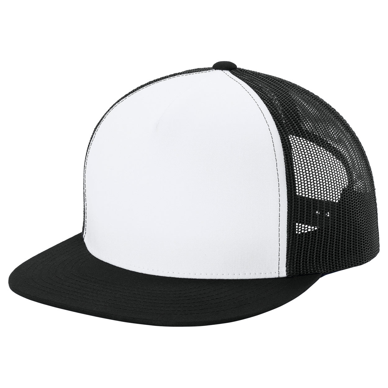 Black Trucker Cap - Sport-Tek - Adjustable Fit Design