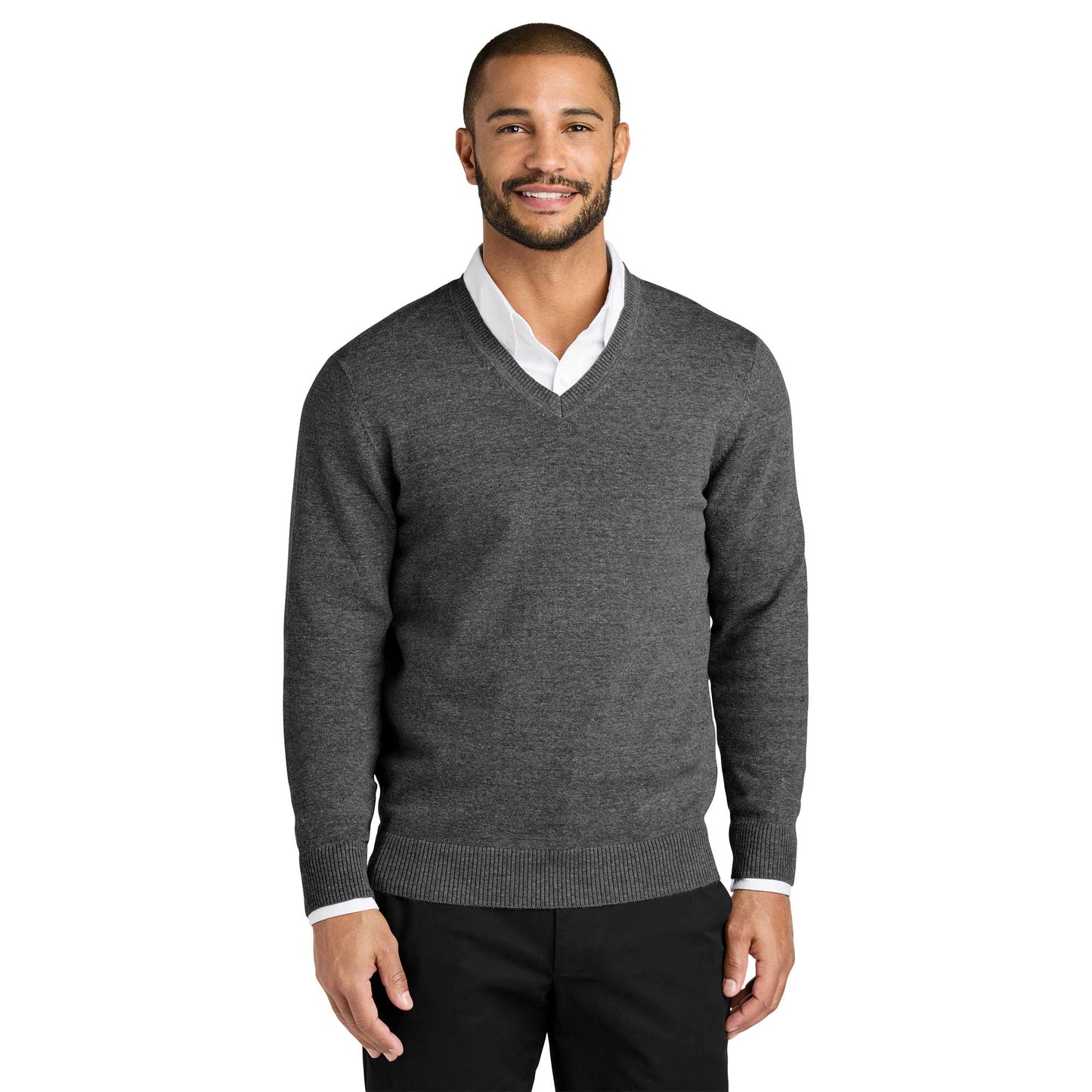 Charcoal Heather Sweaters - Port Authority - V-Neck Design
