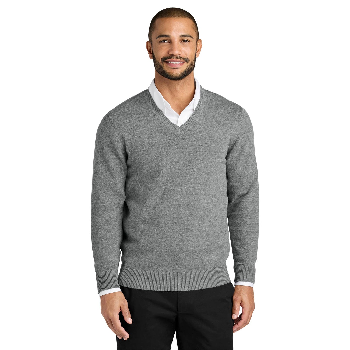 Charcoal Heather Sweaters - Port Authority - V-Neck Design
