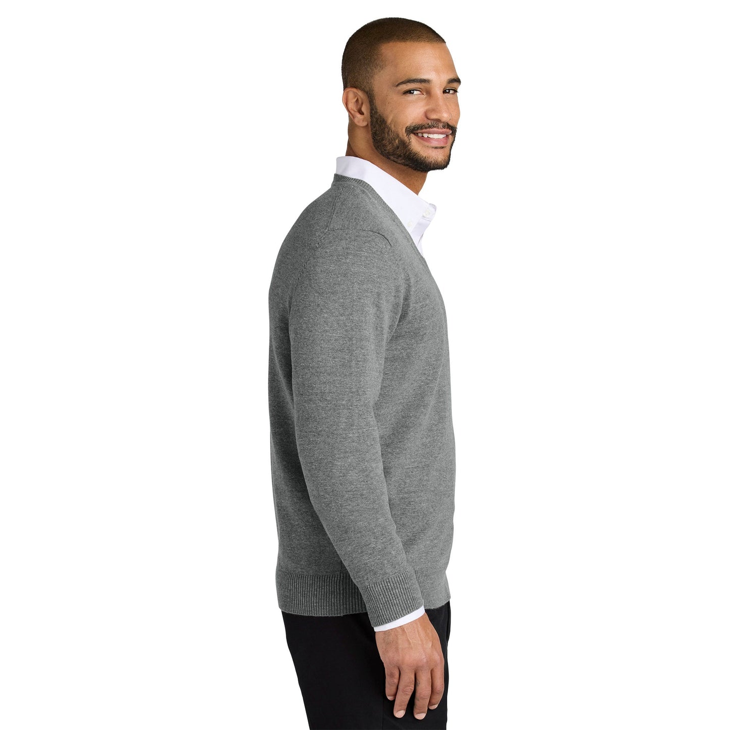Charcoal Heather Sweaters - Port Authority - V-Neck Design