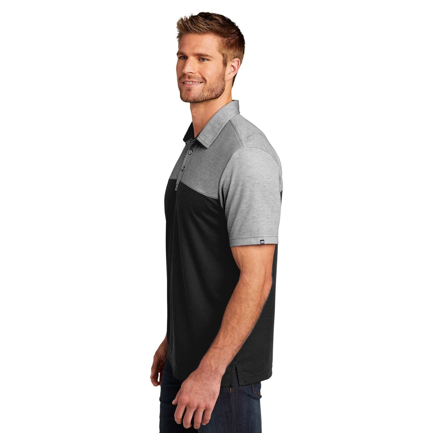 Black Heather Polo Shirt - TravisMathew - Colorblocked Design