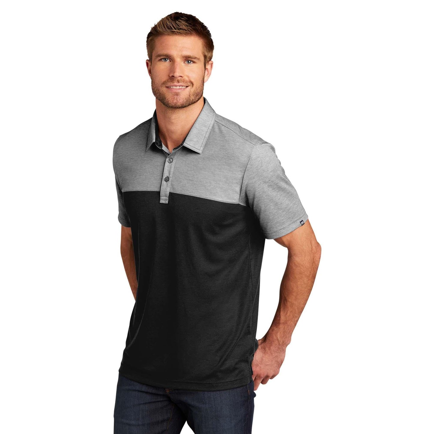 Black Heather Polo Shirt - TravisMathew - Colorblocked Design