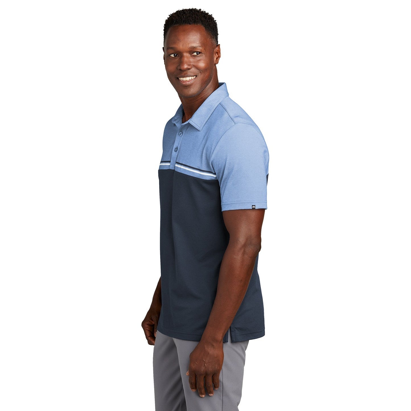 Black/Dark Grey Heather Polo - TravisMathew - Colorblocked