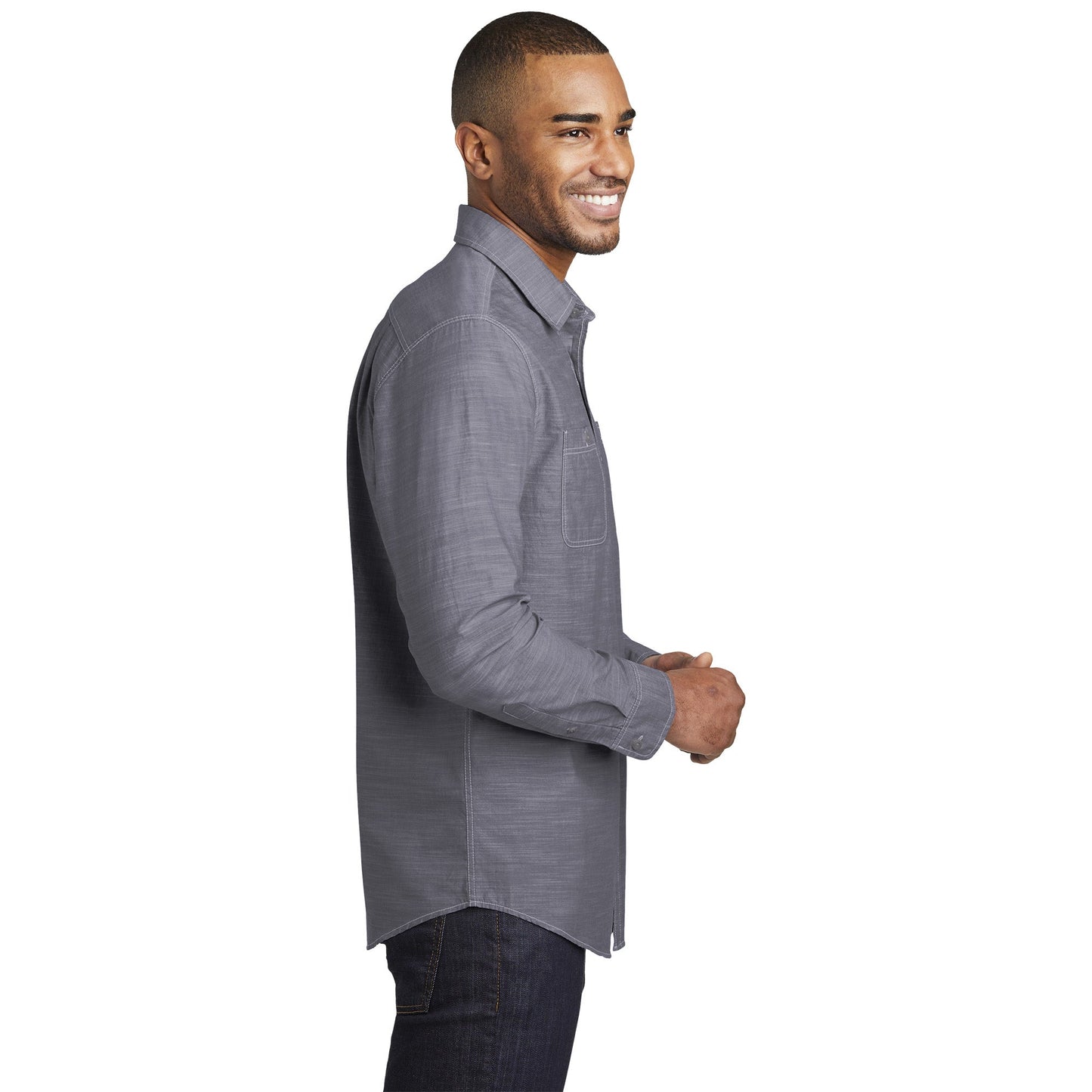 Grey Casual Button Up Shirts - Port Authority - Stylish Fit