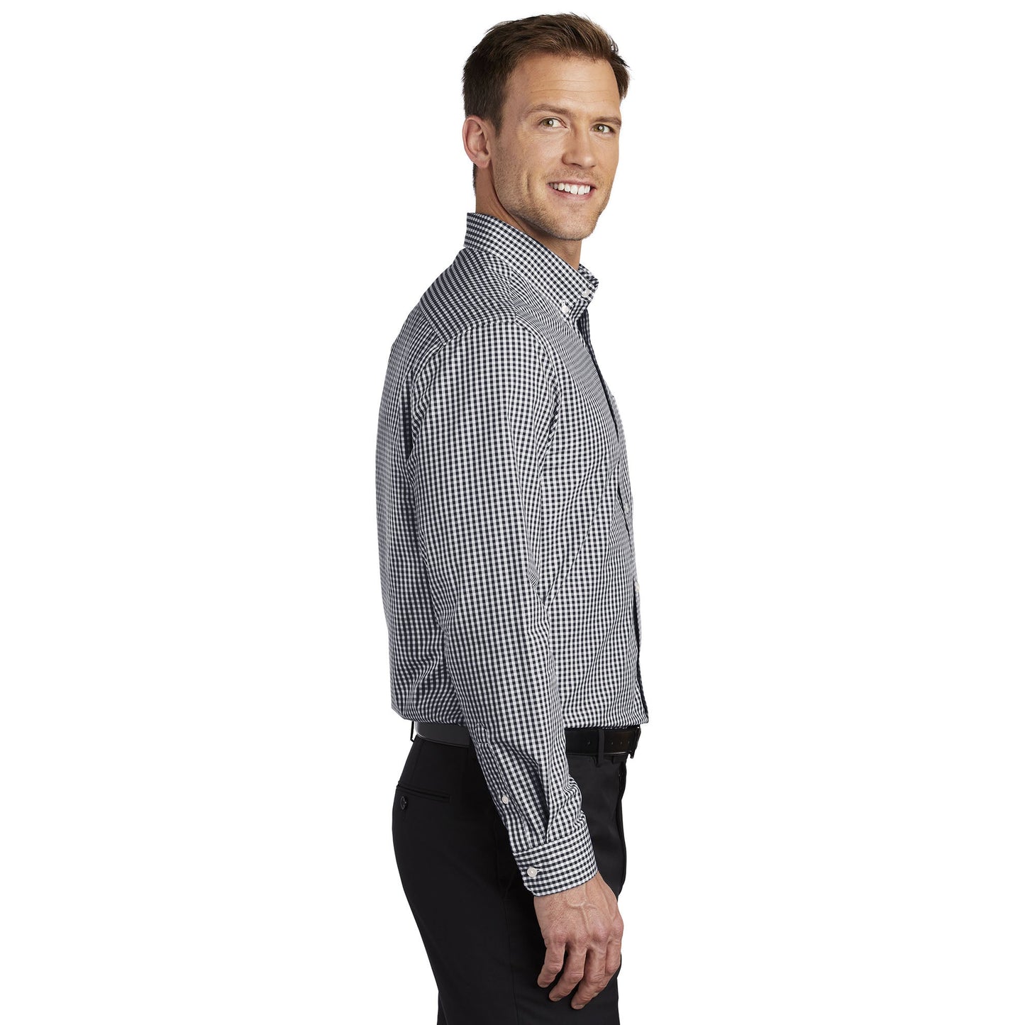 Black/White Button Up Shirt - Port Authority - Gingham Style