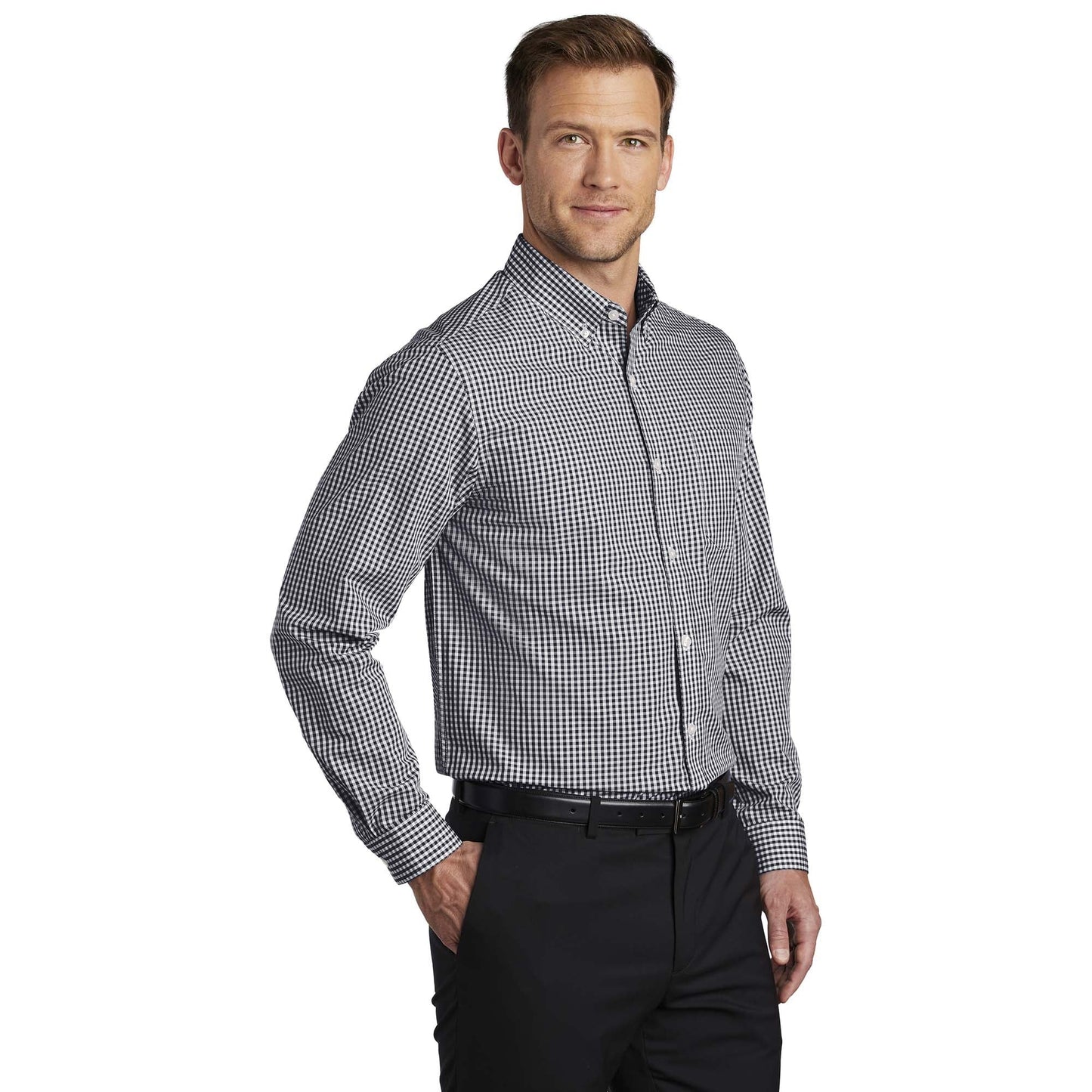 Black/White Button Up Shirt - Port Authority - Gingham Style