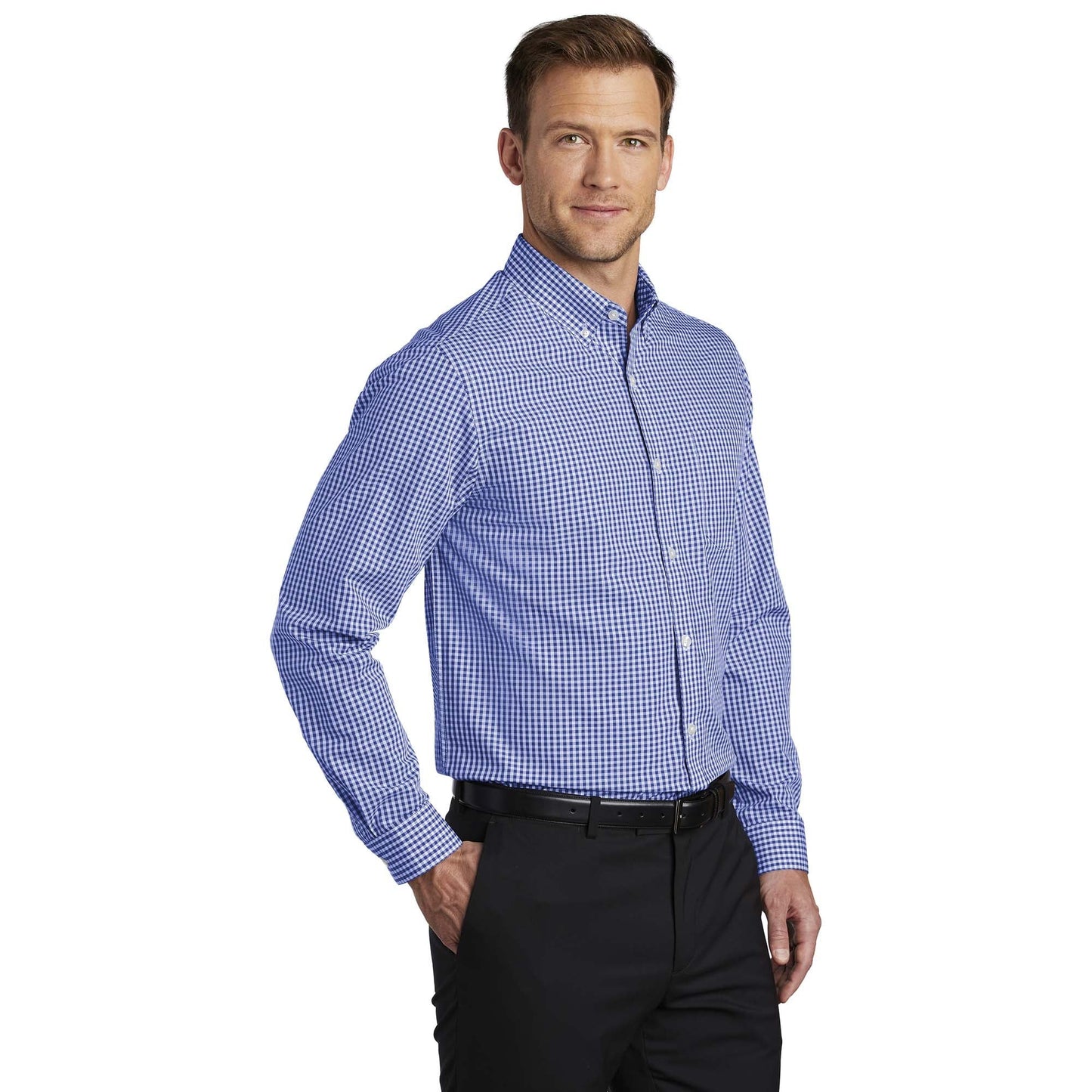 Black/White Button Up Shirt - Port Authority - Gingham Style