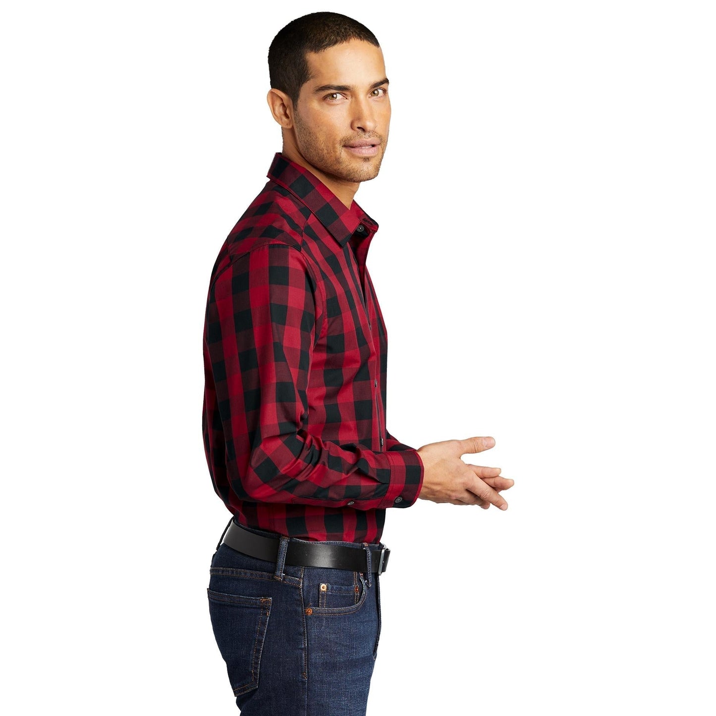 Rich Red Button Up Shirt - Port Authority - Lightweight