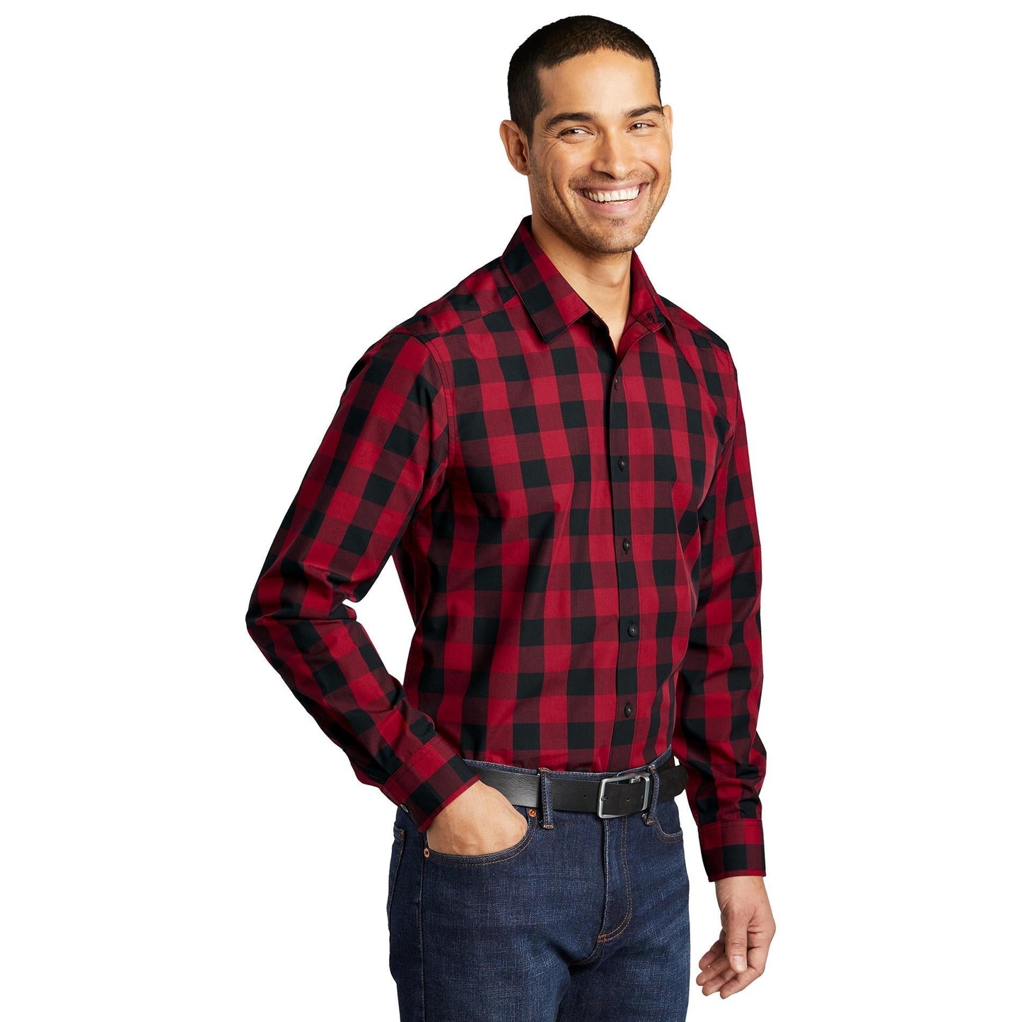 Rich Red Button Up Shirt - Port Authority - Lightweight