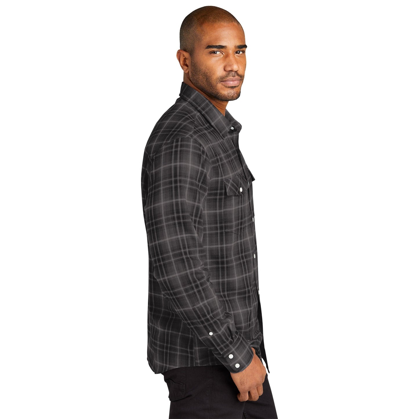 Deep Black Button Up Shirt - Port Authority - Soft Fabric