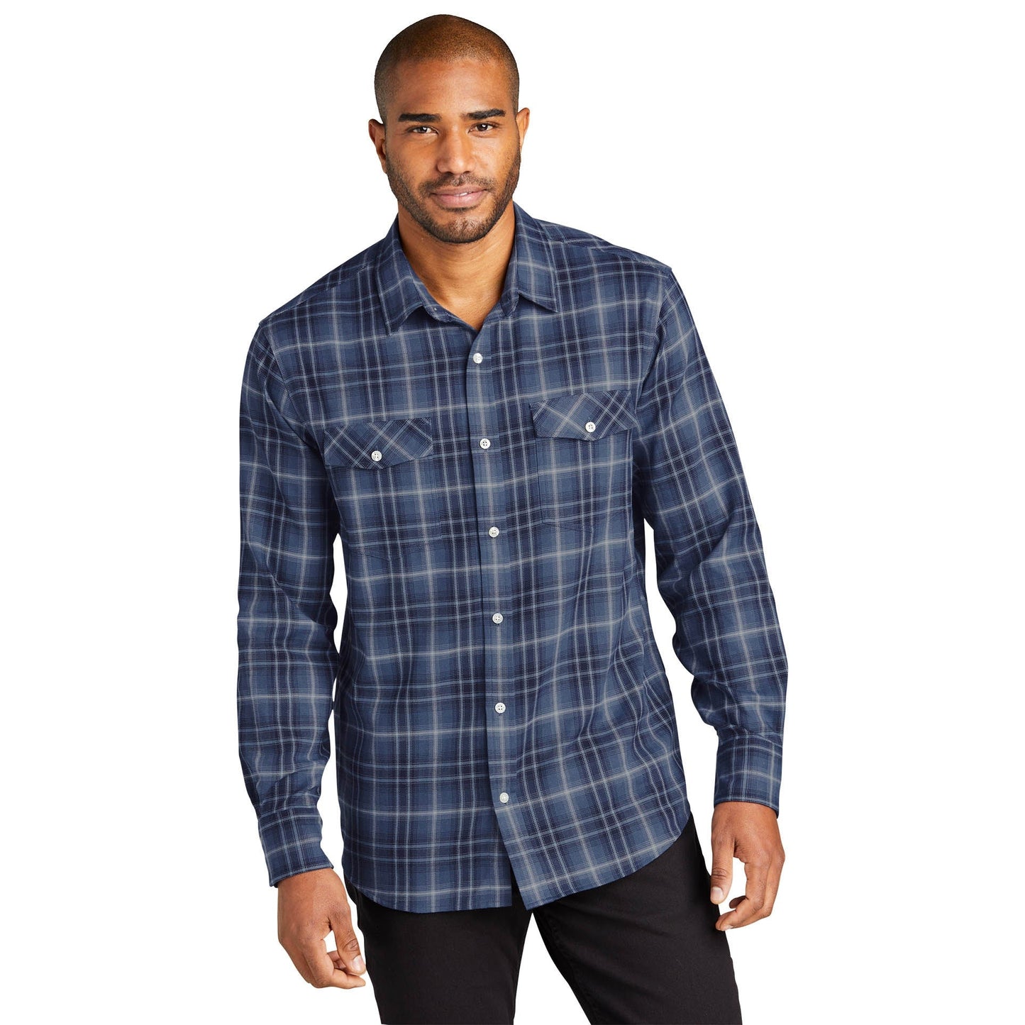Deep Black Button Up Shirt - Port Authority - Soft Fabric