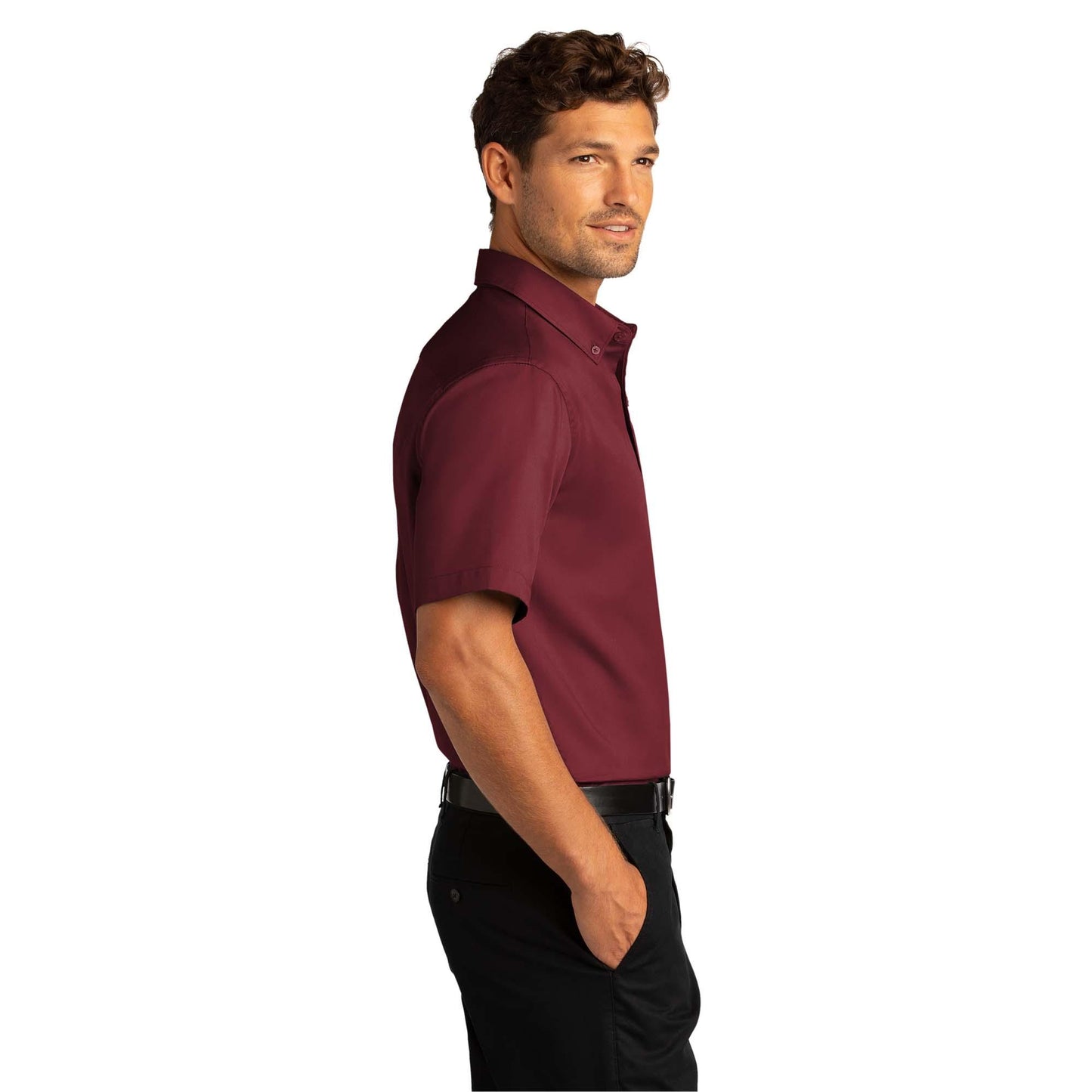 Burgundy Button Up Shirt - Port Authority - Wrinkle Resistant
