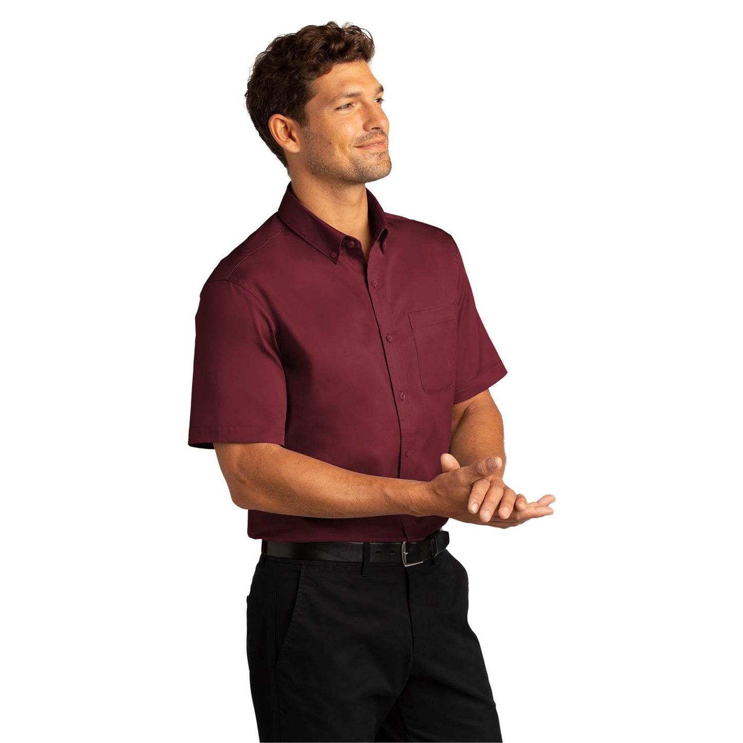 Burgundy Button Up Shirt - Port Authority - Wrinkle Resistant