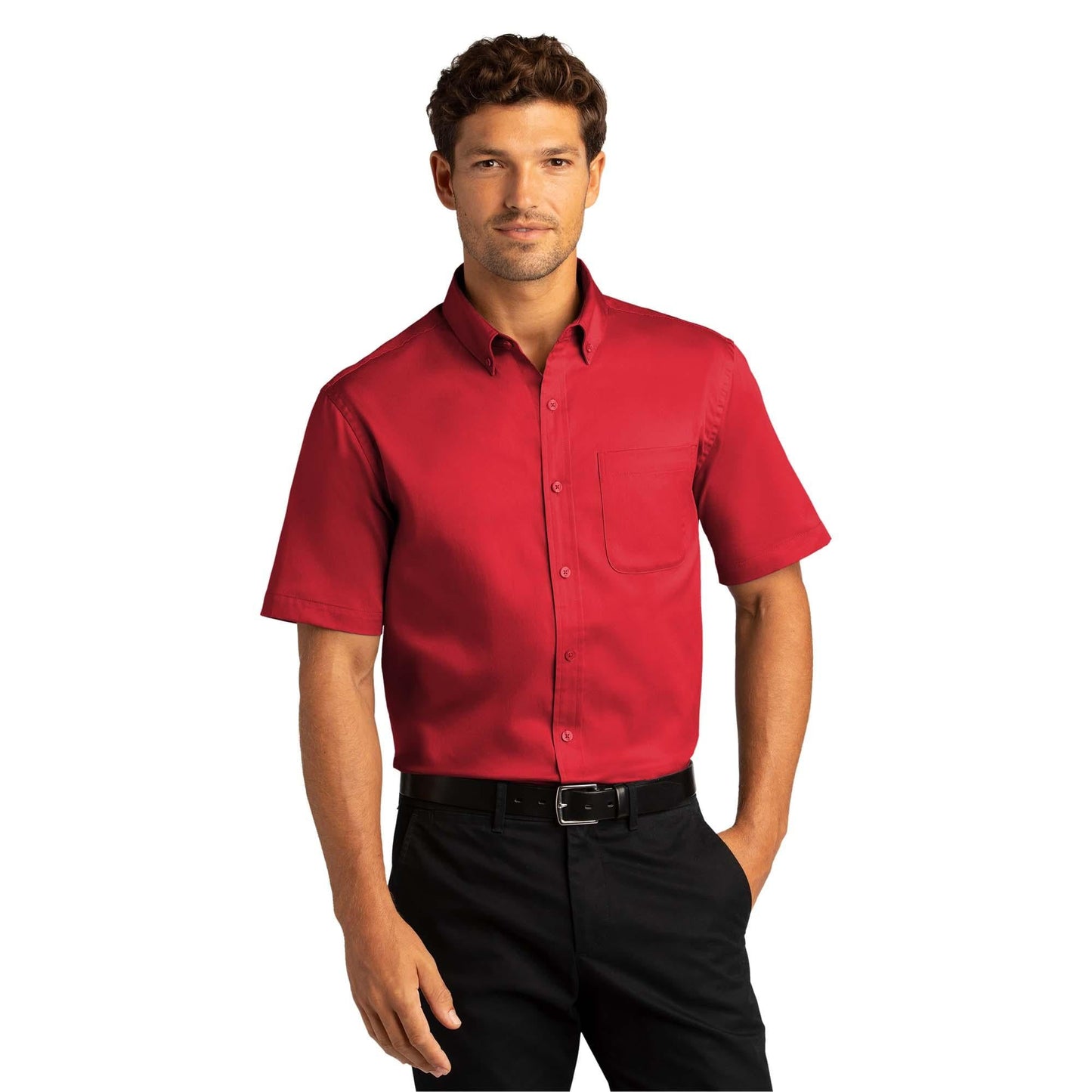 Burgundy Button Up Shirt - Port Authority - Wrinkle Resistant