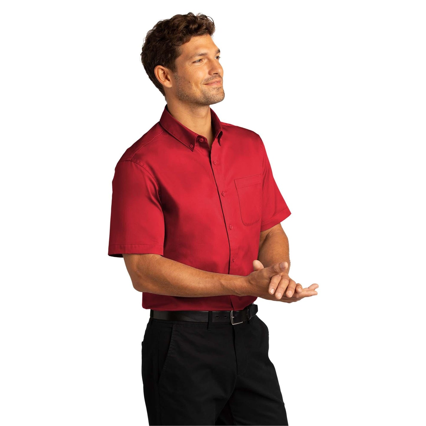 Burgundy Button Up Shirt - Port Authority - Wrinkle Resistant