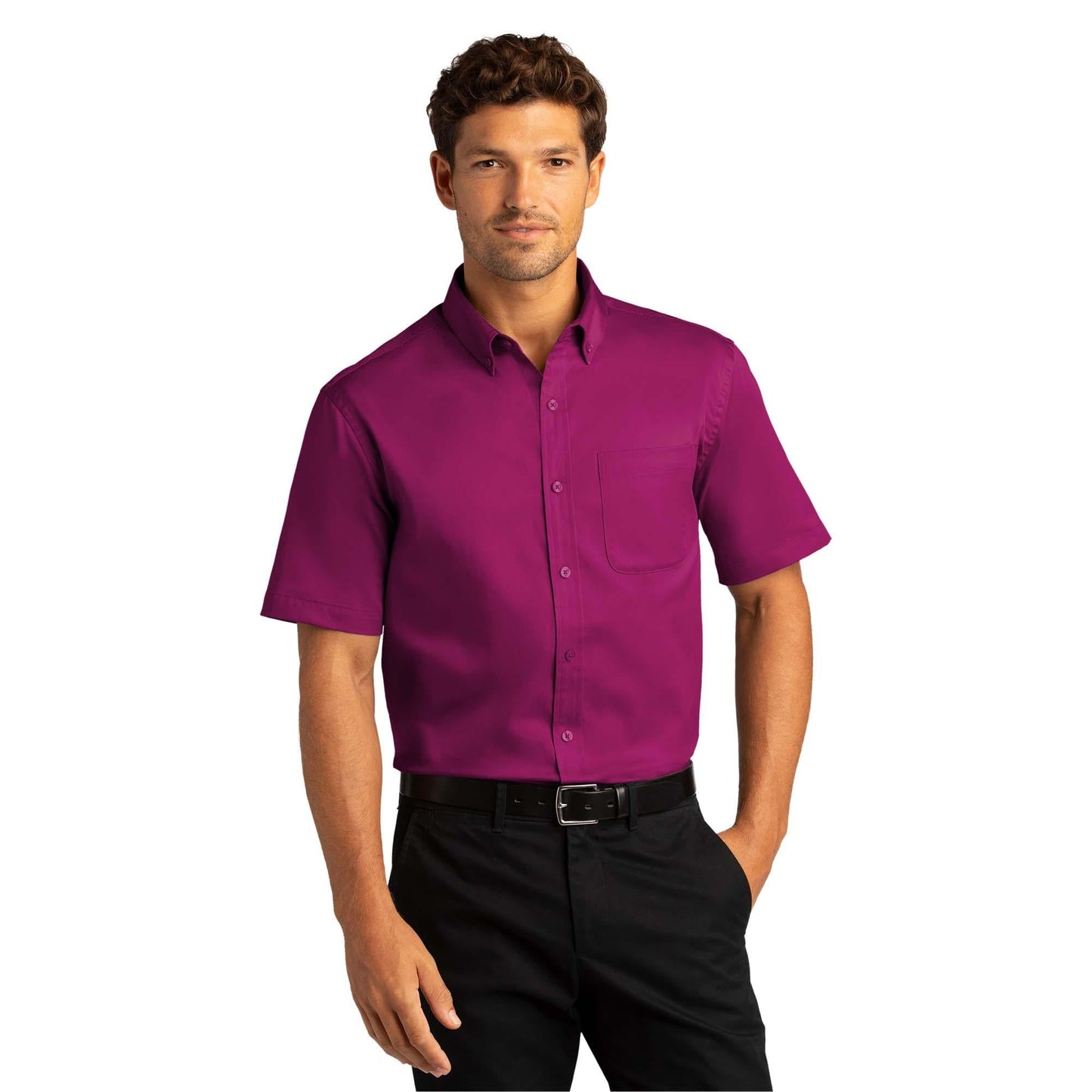 Burgundy Button Up Shirt - Port Authority - Wrinkle Resistant
