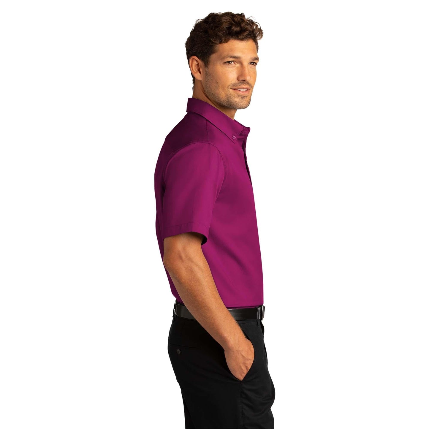 Burgundy Button Up Shirt - Port Authority - Wrinkle Resistant