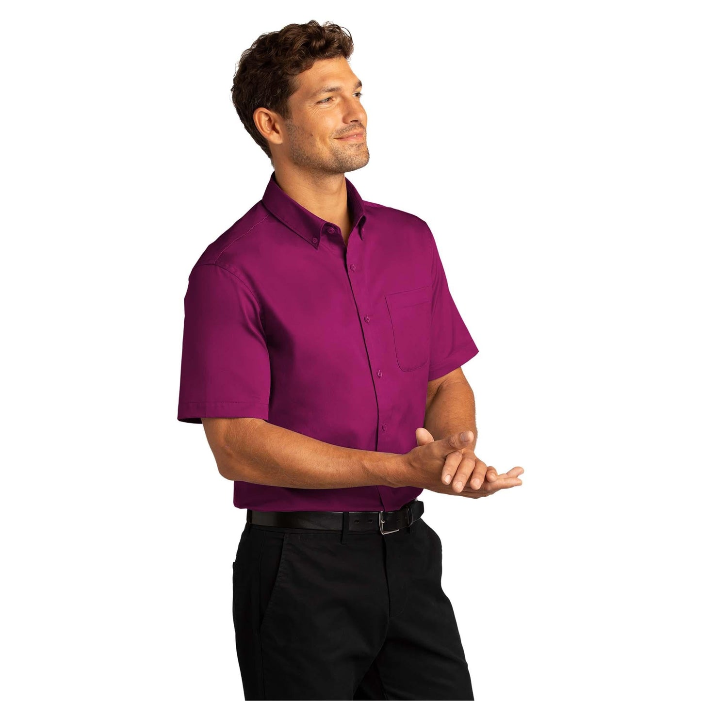 Burgundy Button Up Shirt - Port Authority - Wrinkle Resistant