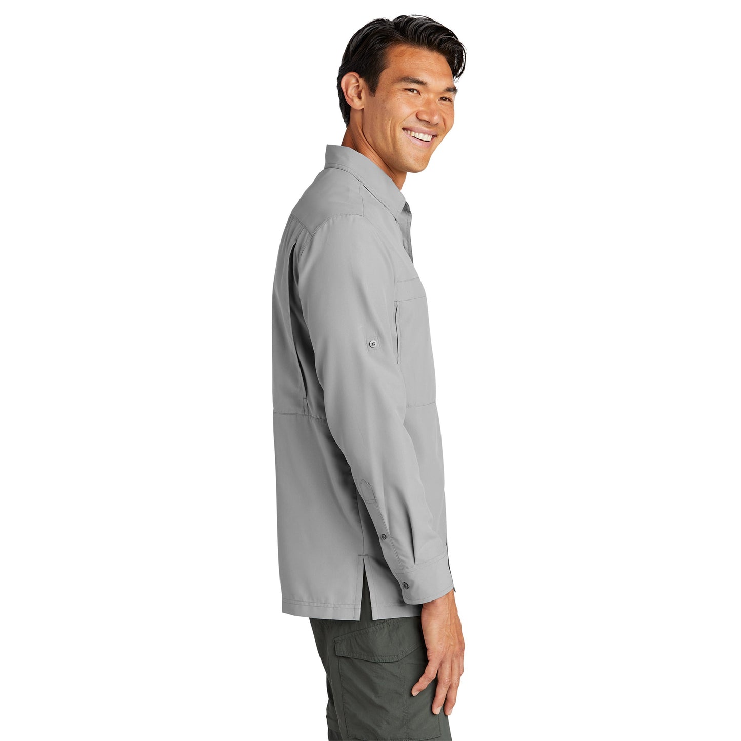 Gusty Grey Button Up Shirt - Port Authority - Comfortable Fit