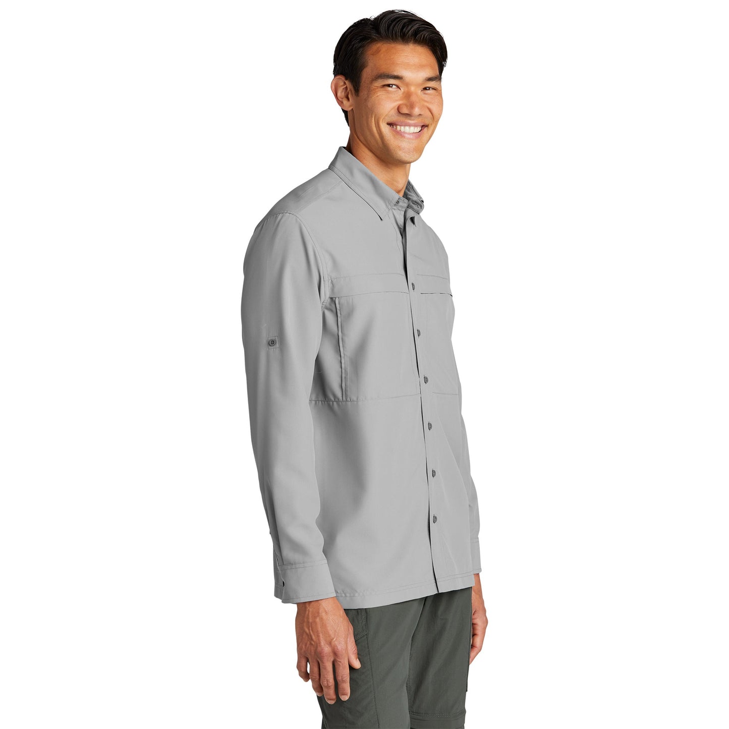 Gusty Grey Button Up Shirt - Port Authority - Comfortable Fit