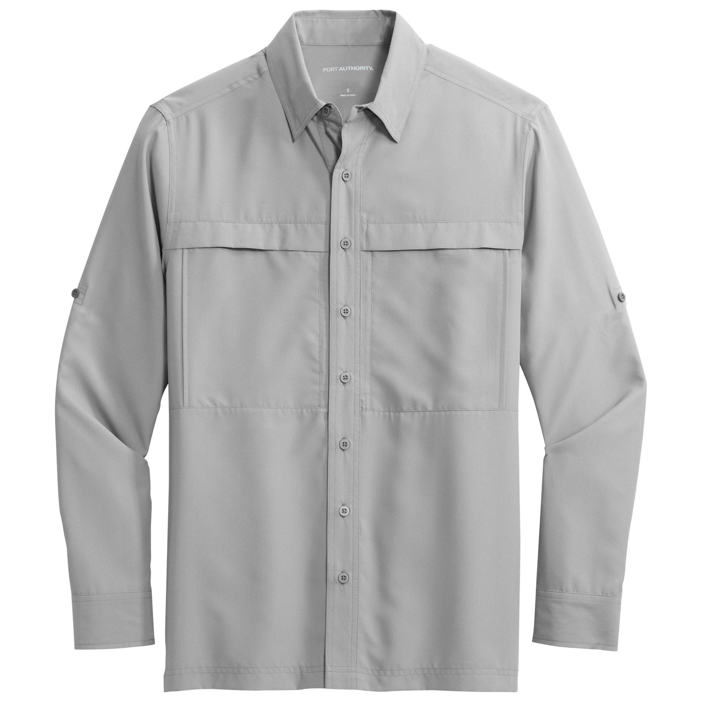 Gusty Grey Button Up Shirt - Port Authority - Comfortable Fit