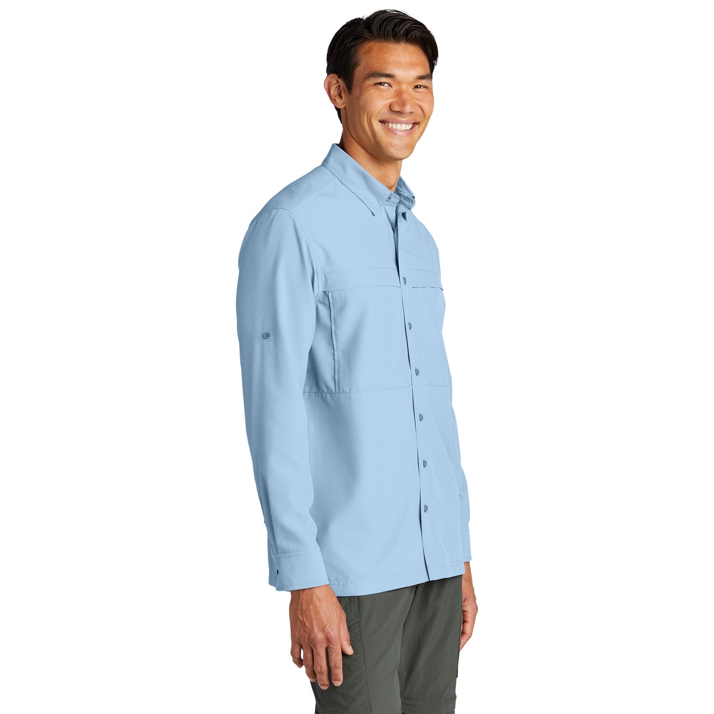 Gusty Grey Button Up Shirt - Port Authority - Comfortable Fit