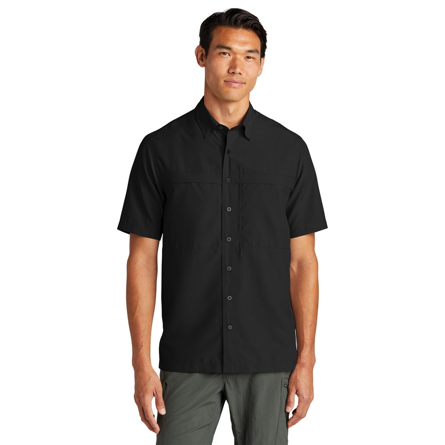 Deep Black Button Up Shirt - Port Authority - Lightweight