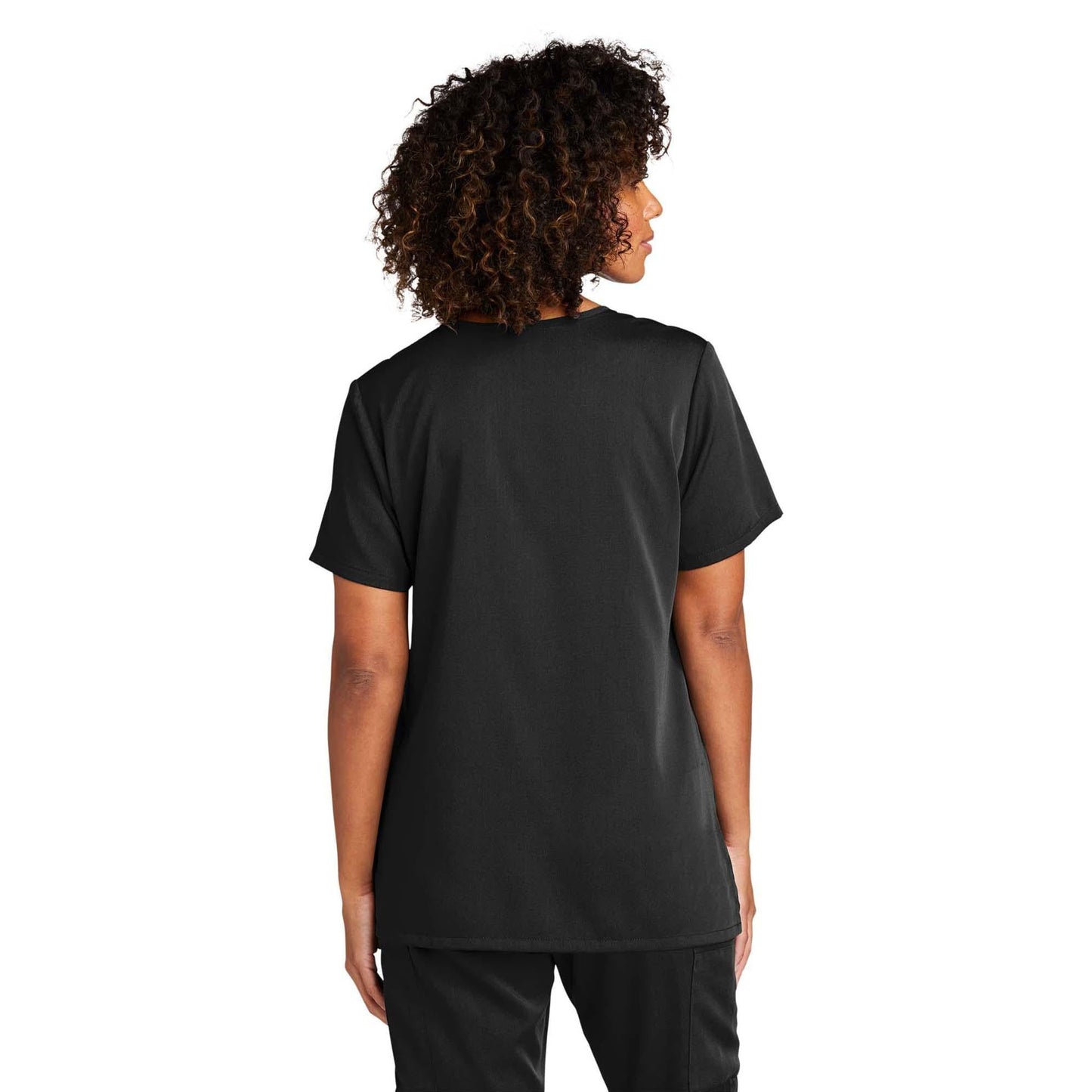 Black Scrub Tops - WonderWink - Stylish Mock Wrap
