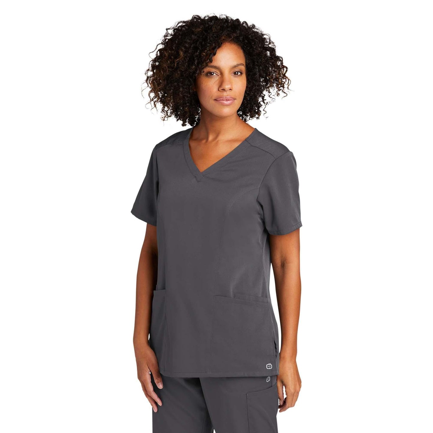 Black Scrub Tops - WonderWink - Stylish Mock Wrap