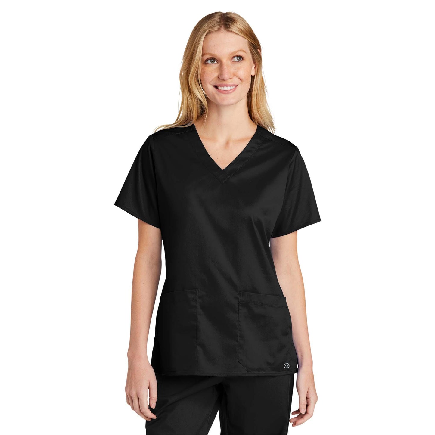 Black Scrub Tops - WonderWink - V-Neck Design