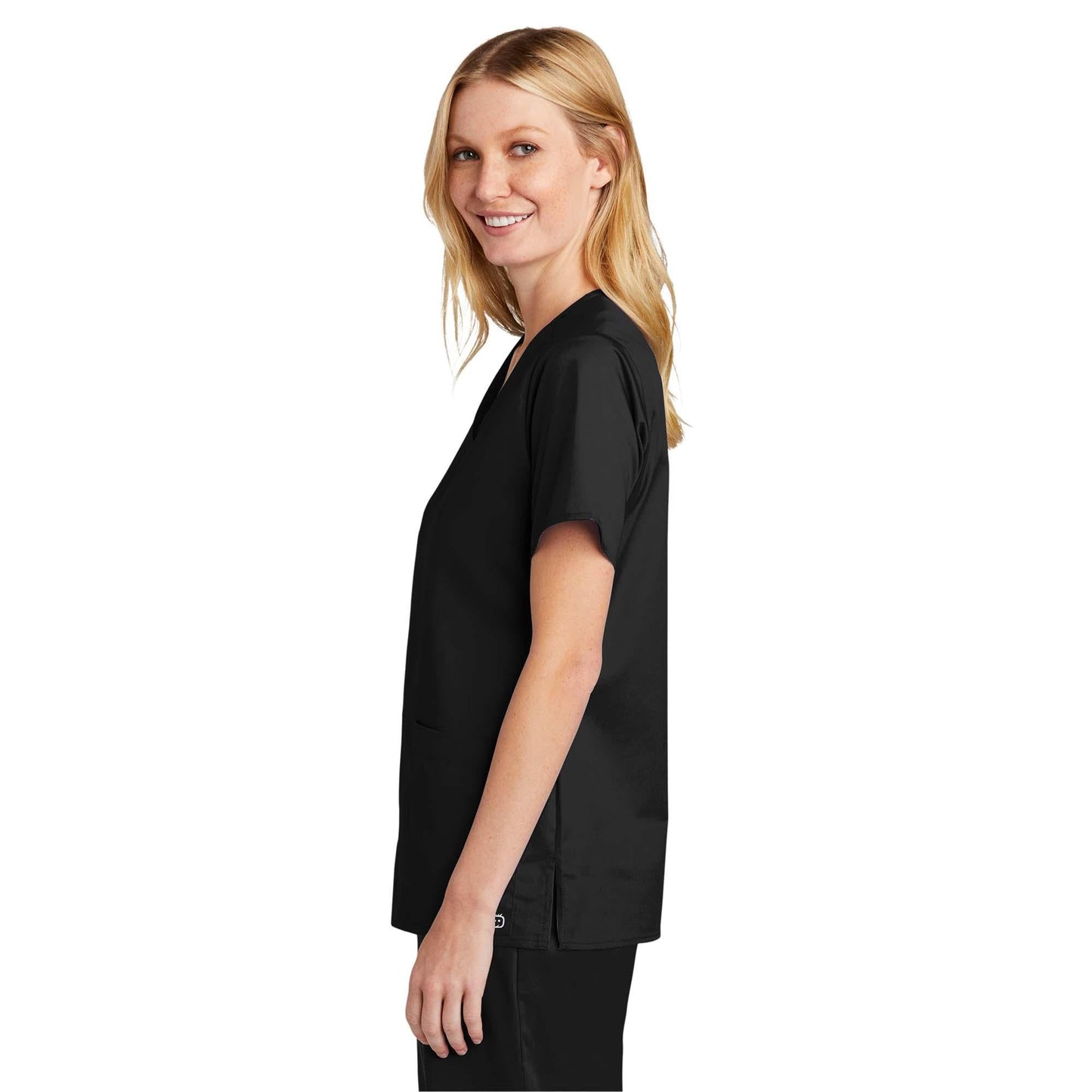 Black Scrub Tops - WonderWink - V-Neck Design