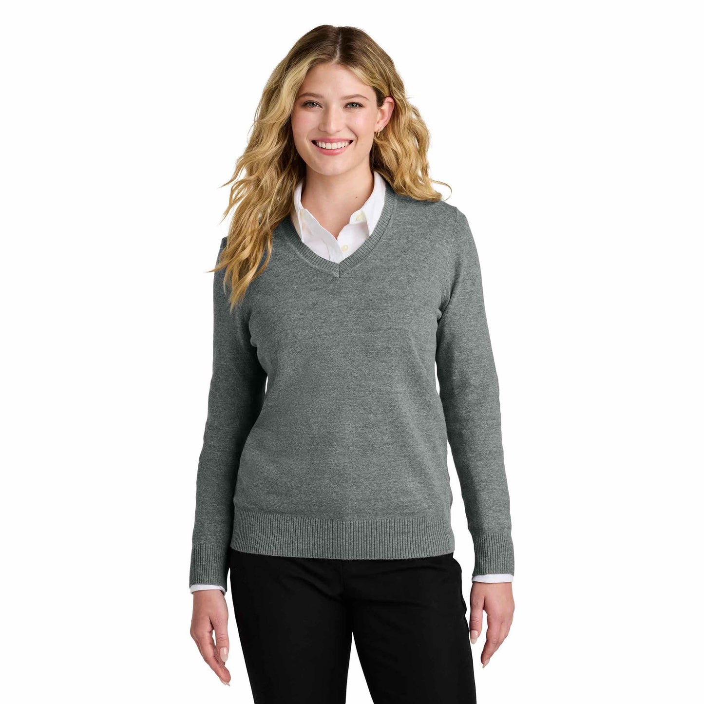 Aegean Blue Sweater - Port Authority - V-Neck Design