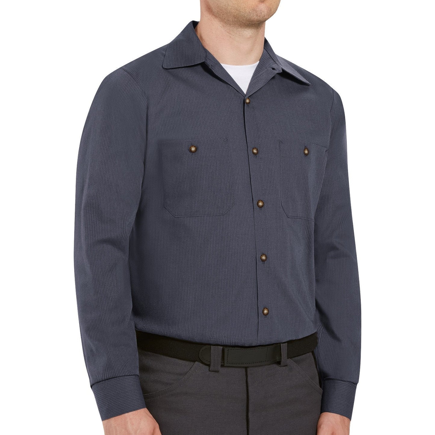Denim Blue Microcheck Shirt - Red Kap - Geometric Design